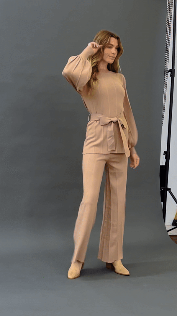 Smile When You Are Sad Sweater Set With Puff Sleeve Top And Wide Leg Pants