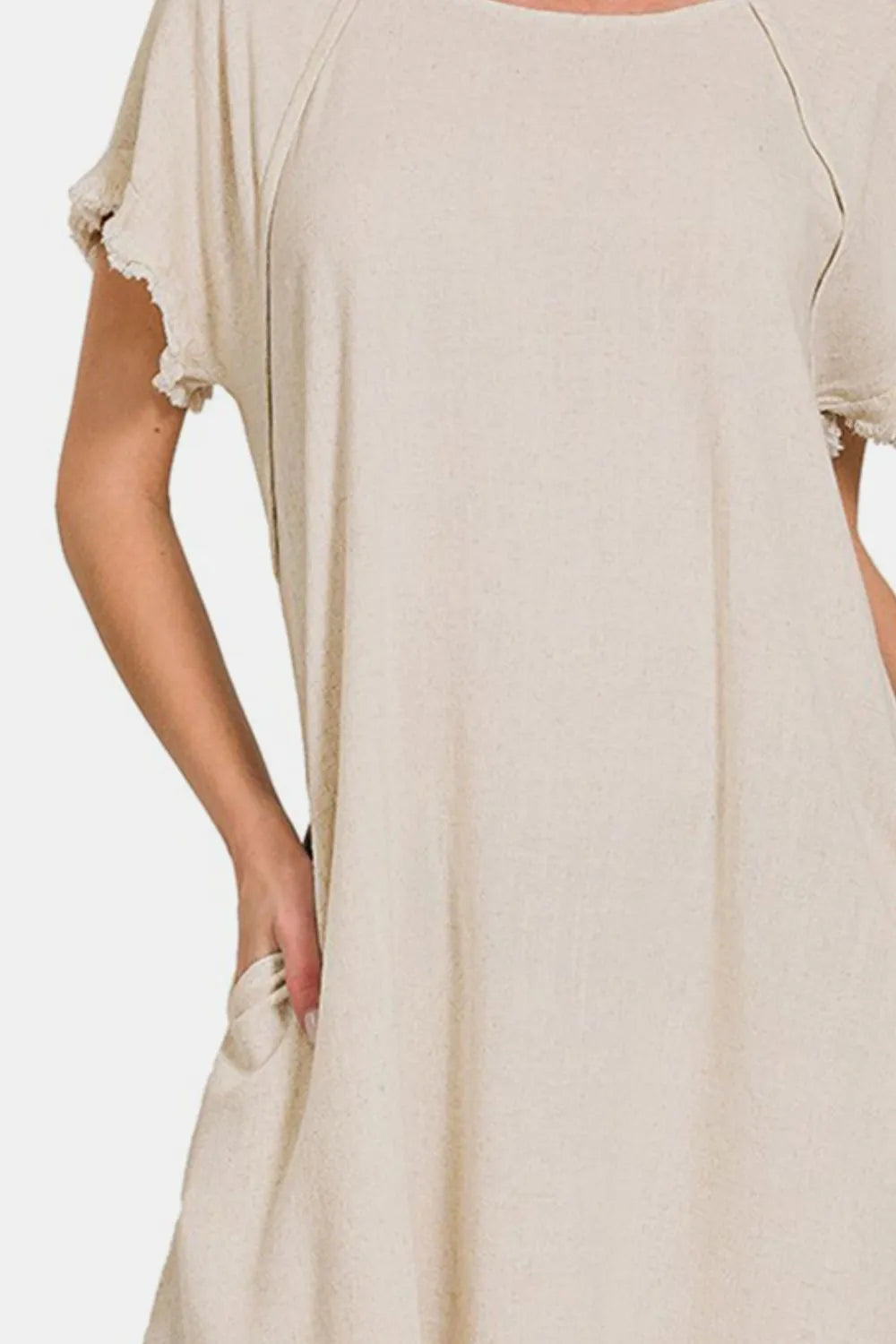 Zenana Fringe Edge High Low Flowy Dress with Pockets-Soul Flow Apparel