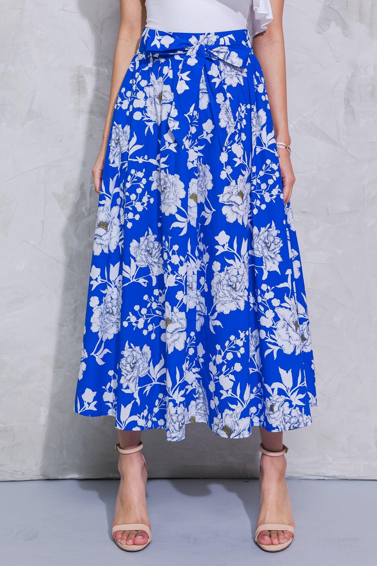 Perpect Paradise Poplin Skirt With Side Pockets And Self Tie
