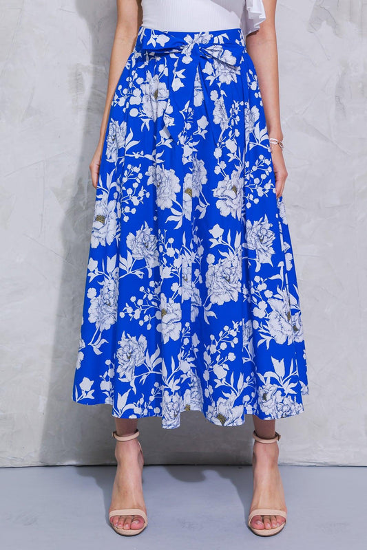 Perpect Paradise Poplin Skirt With Side Pockets And Self Tie