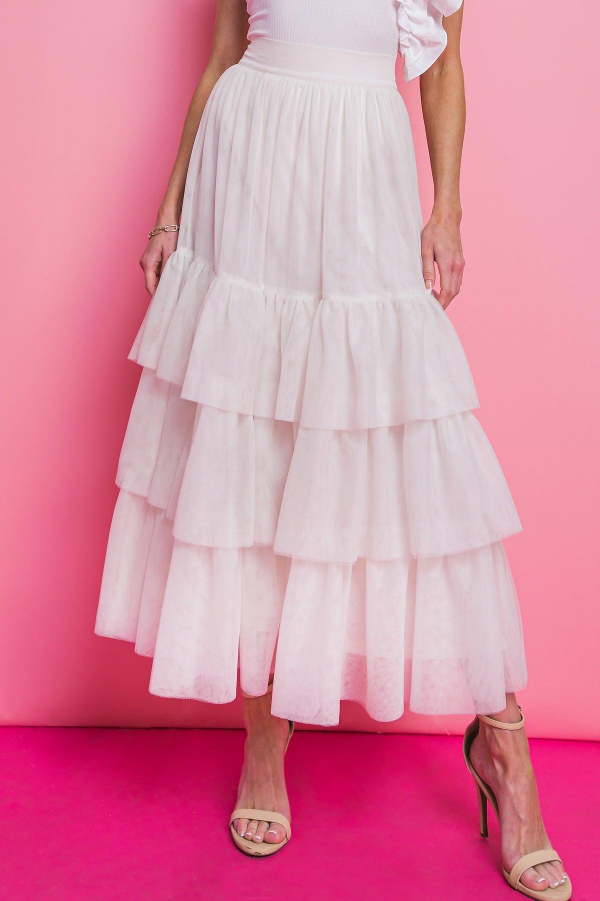 Chic Purpose Tulle Skirt With Ruffles Back Zipper Closure