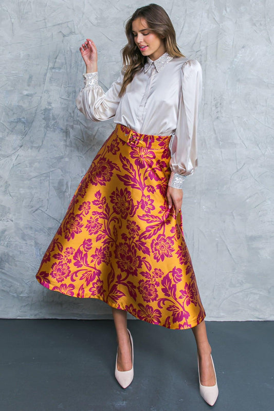Perfect Refinement Woven Skirt With Self Belt And Side Zipper A Line Silhouette
