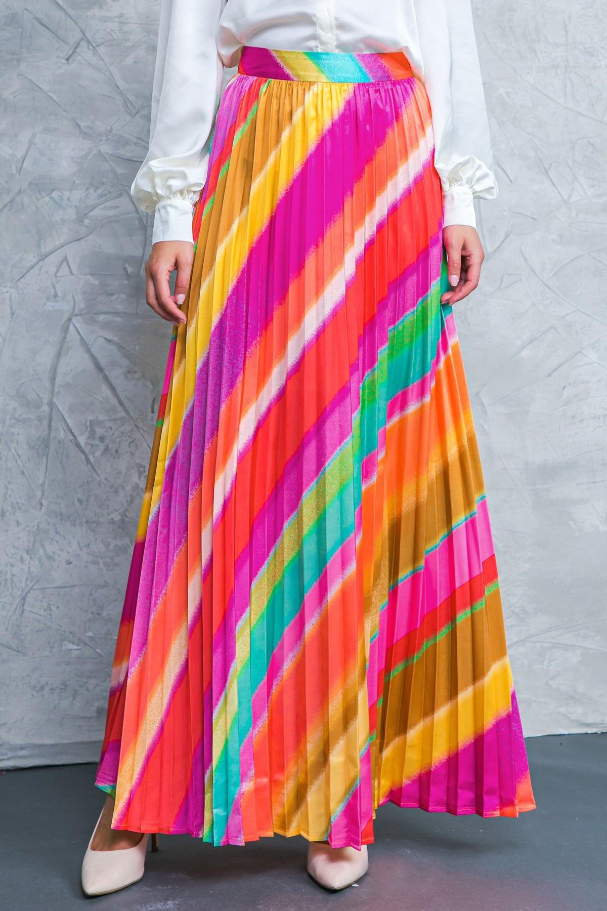 Dramatic Dreams Pleated Maxi Skirt With Side Zipper Lightweight