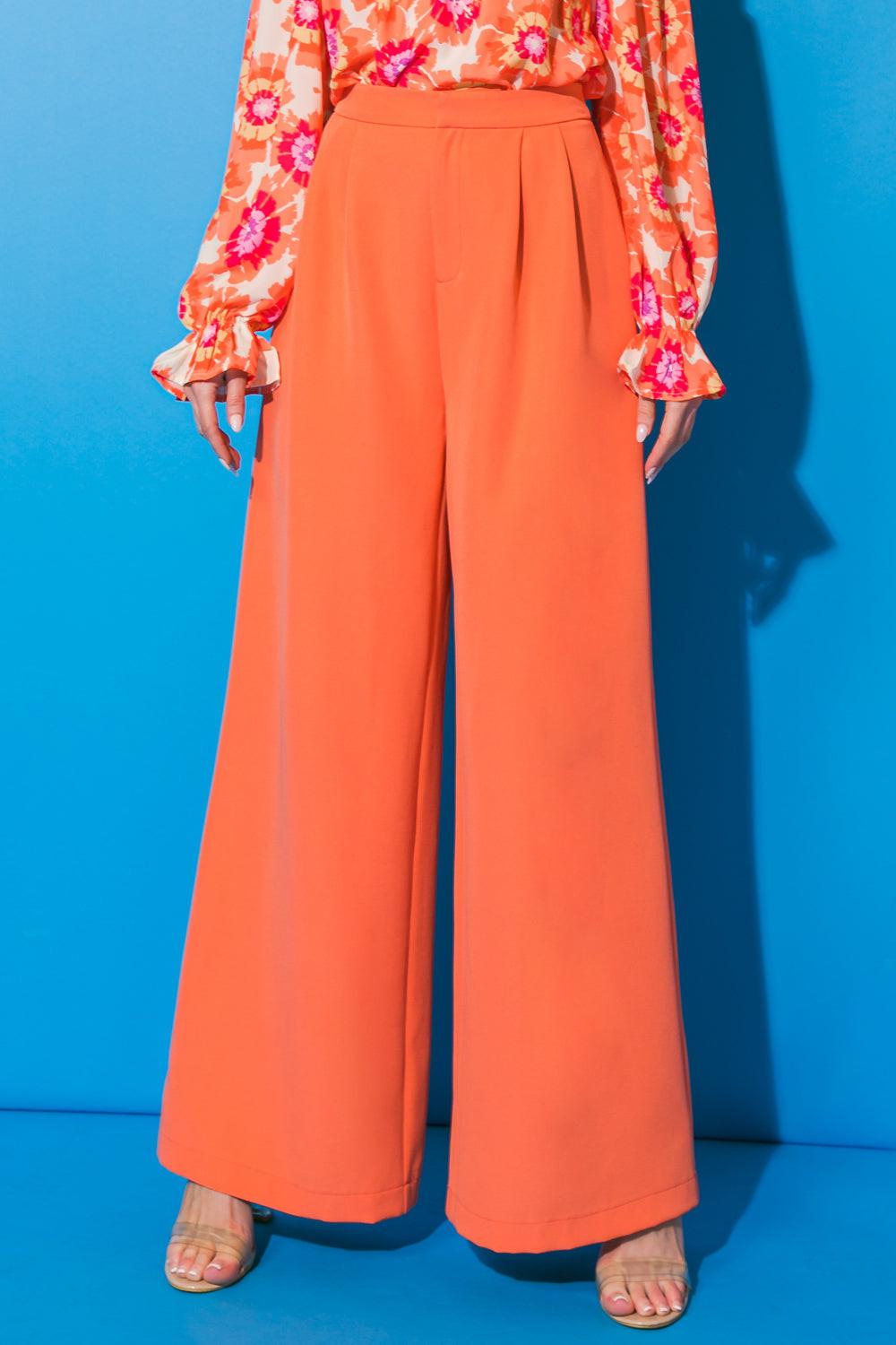 Good Vibes Woven Pants With Wide Leg Front Button Fly Side Pockets