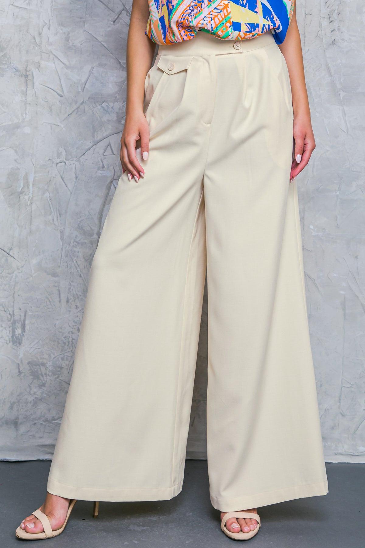 Delicate Feelings Woven Pants With Front Closure Front Pleats And Wide Leg
