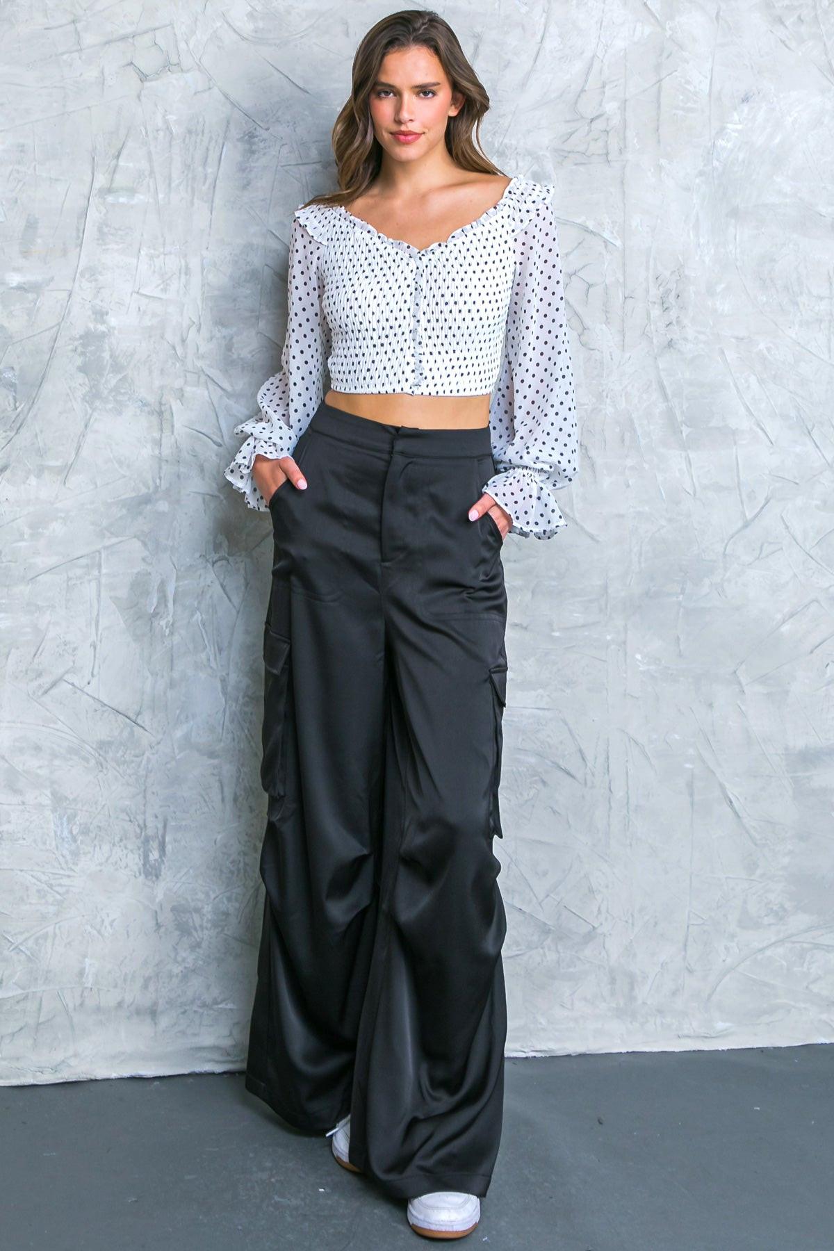 Graceful Movements Wide Leg Pants With Pockets For Everyday Wear