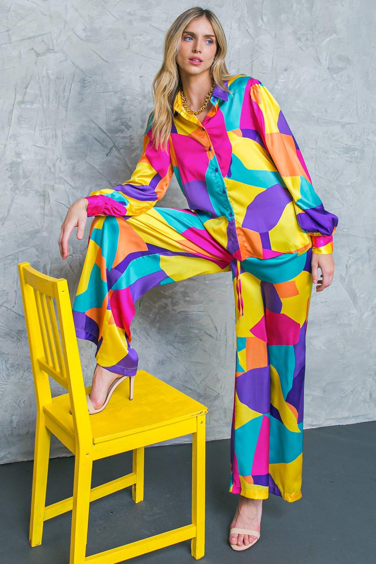 Follow The Flow Woven Pants Wide Leg With Elastic Waist And Tie