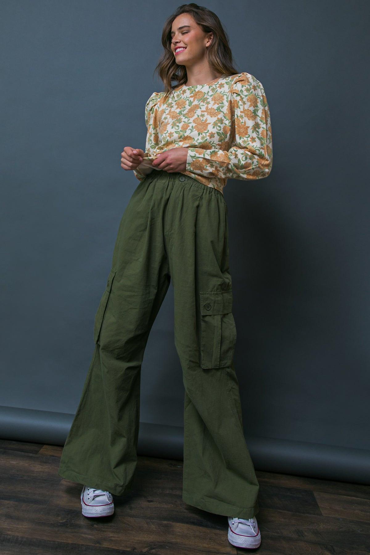 Officially Impressive Sweater Top With Printed Design And Long Puff Sleeves