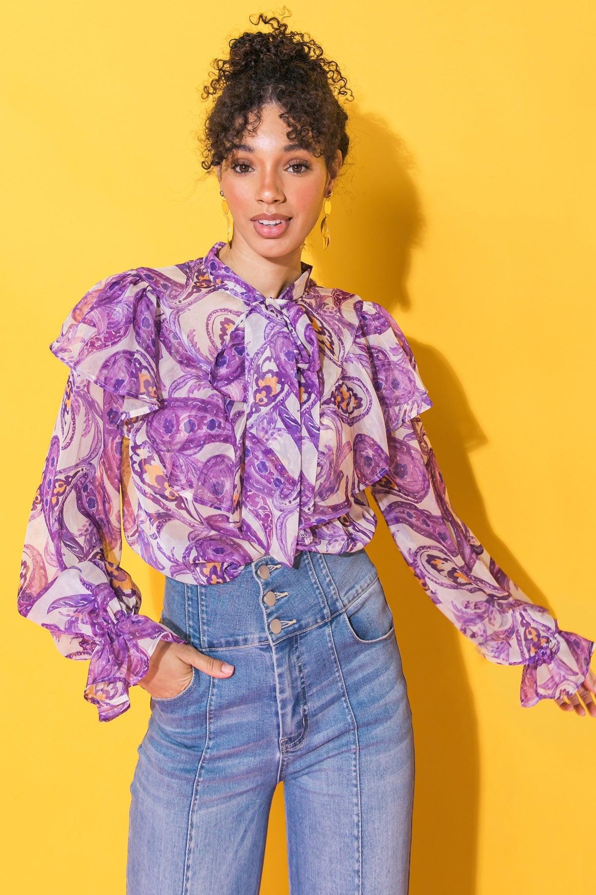 Sweetest Hello Woven Top With Front Tie Keyhole And Ruffles