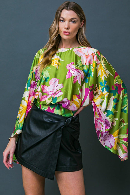 Extravagant Presence Woven Top With Round Neckline And Slit Back