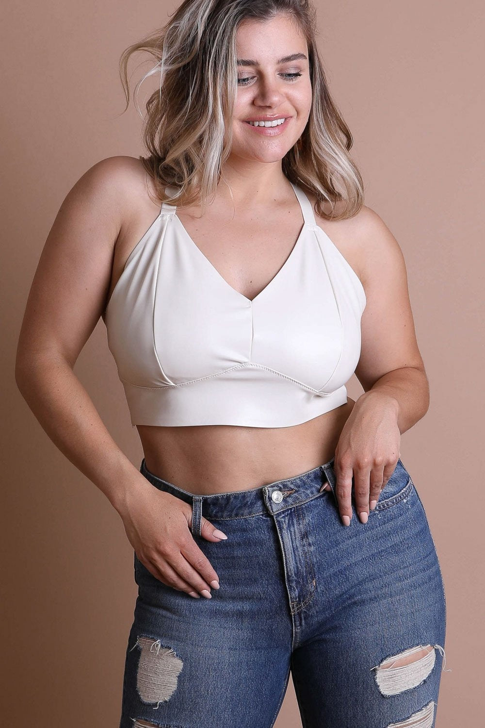 Faux Leather Longline Bralette Plus-Soul Flow Apparel