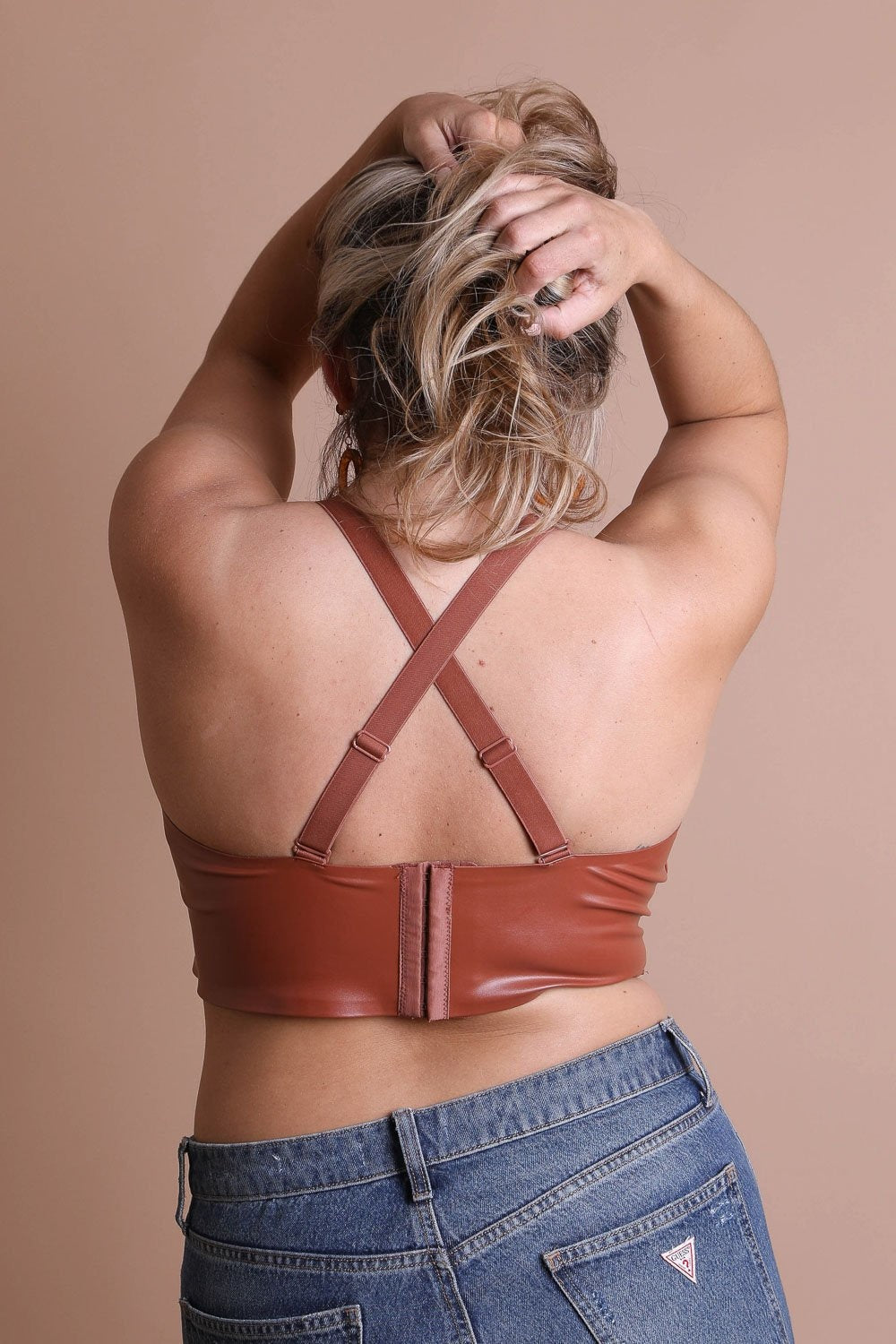 Faux Leather Longline Bralette Plus-Soul Flow Apparel
