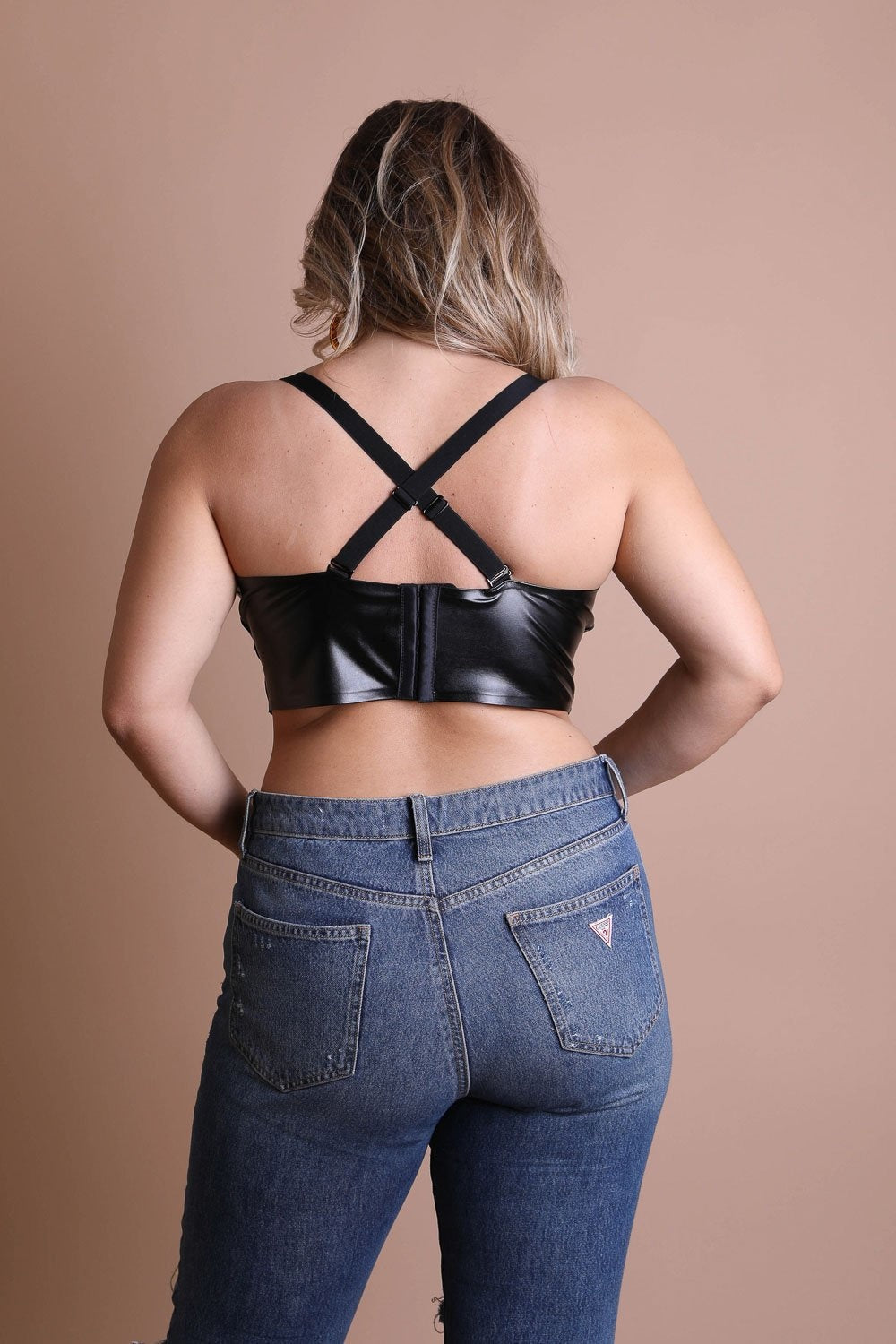 Faux Leather Longline Bralette Plus-Soul Flow Apparel