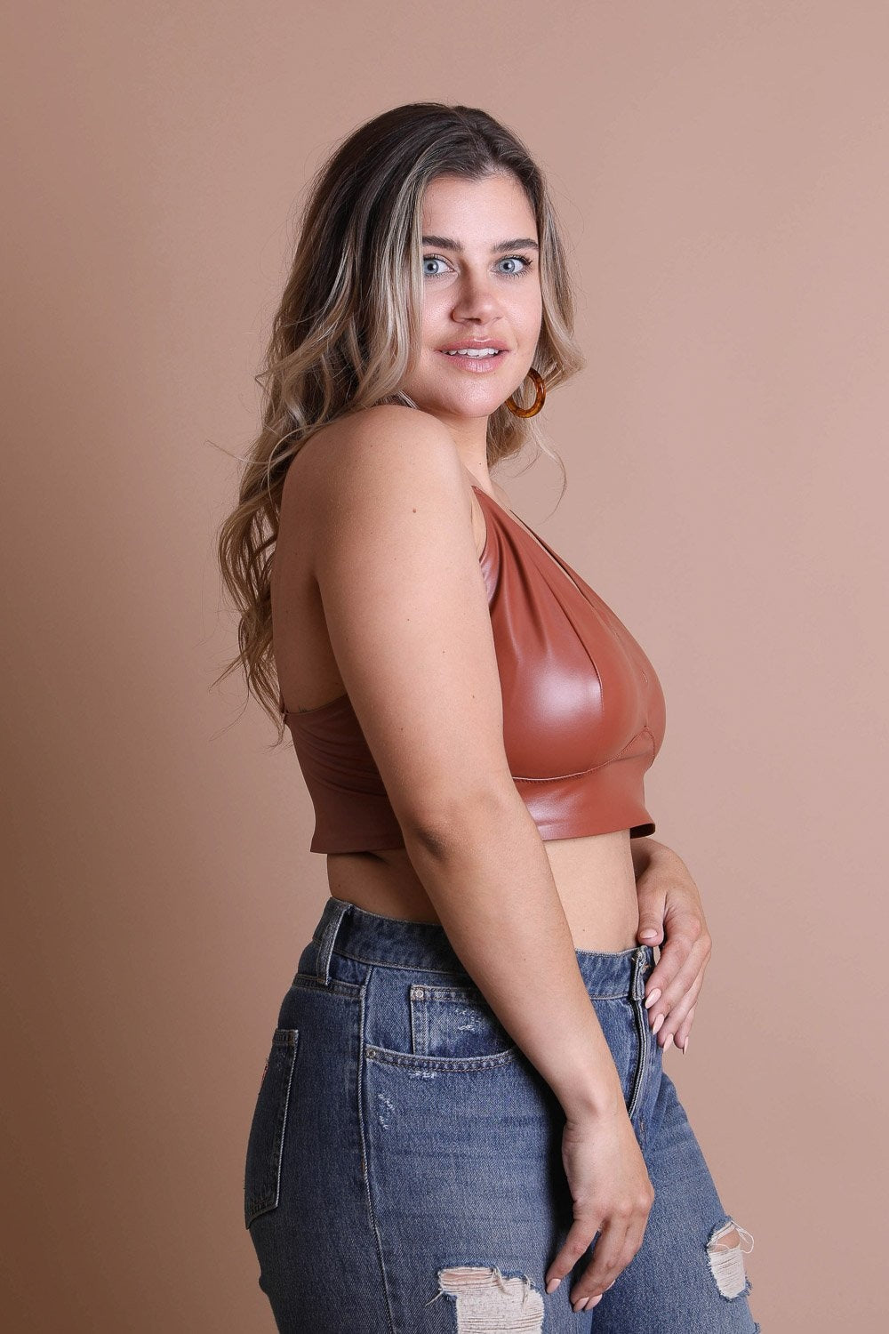 Faux Leather Longline Bralette Plus-Soul Flow Apparel