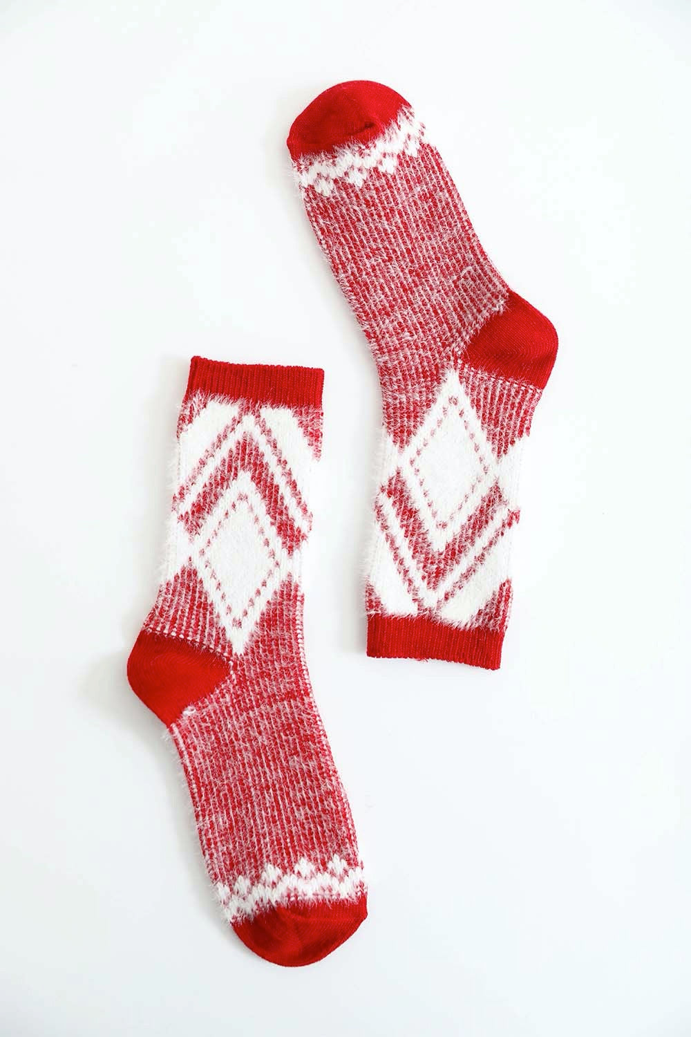 Faux Mohair Diamond Pattern Socks-Soul Flow Apparel