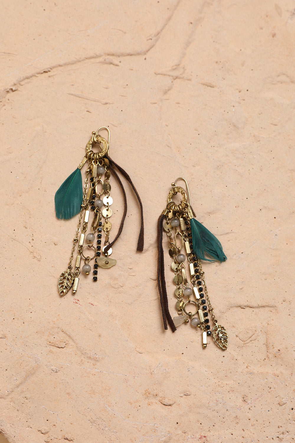 Feather Combo Dangling Earrings-Soul Flow Apparel