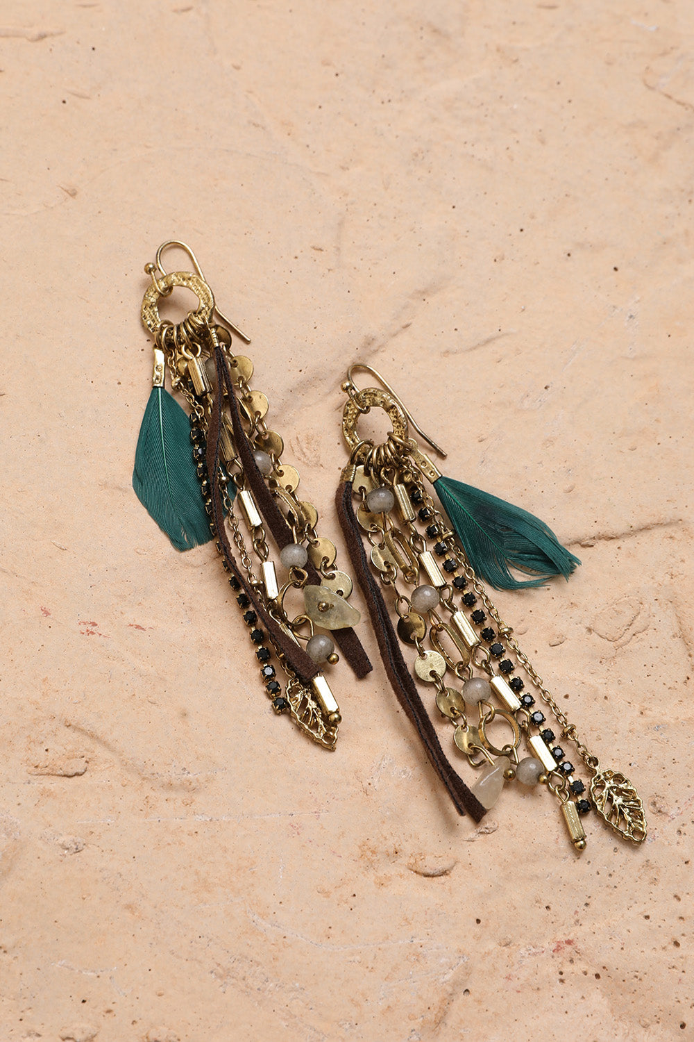Feather Combo Dangling Earrings-Soul Flow Apparel