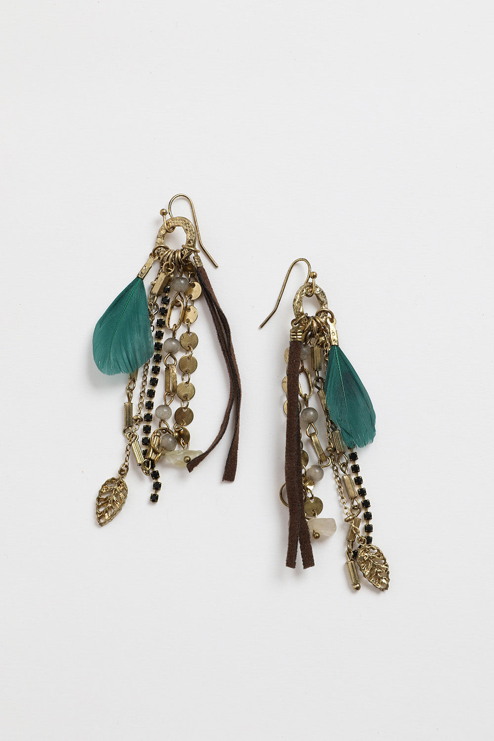 Feather Combo Dangling Earrings-Soul Flow Apparel