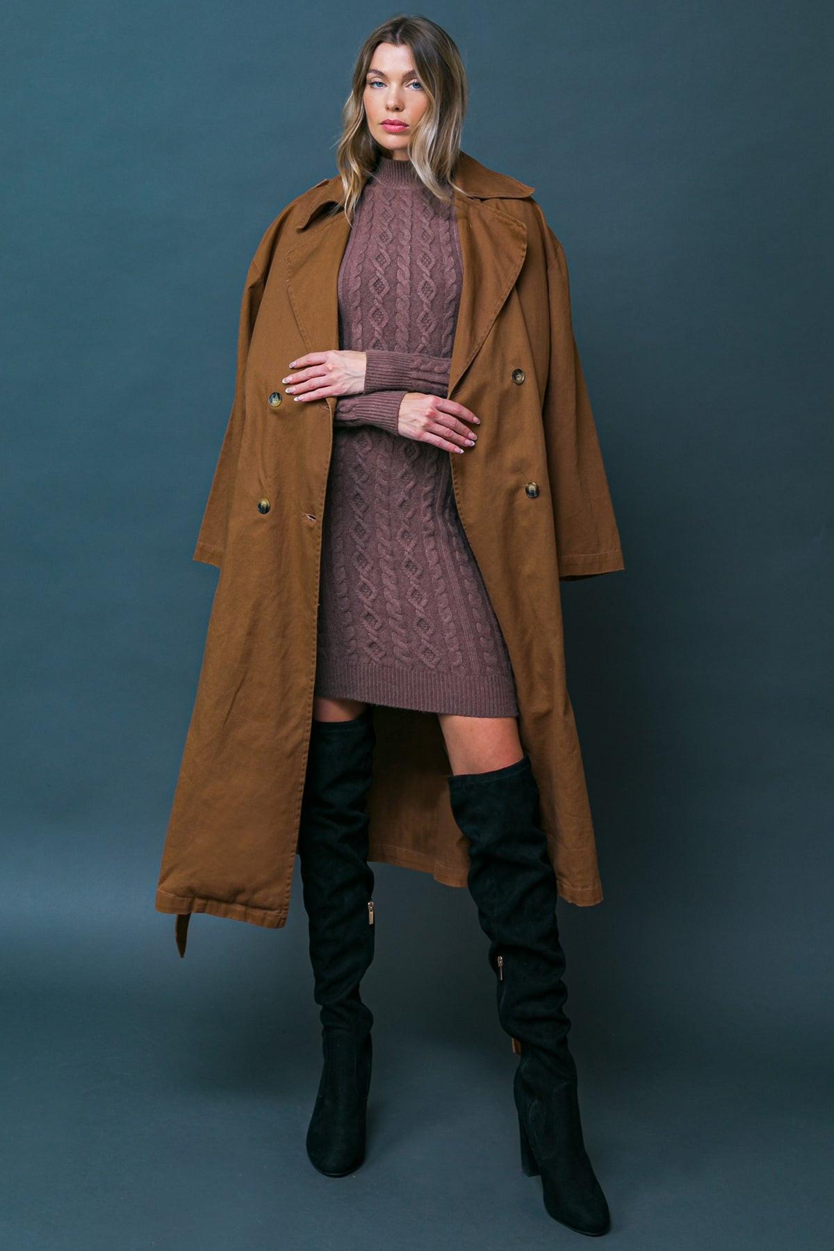 Keeper Of My Heart Cotton Twill Trench Coat With Self Tie Waist