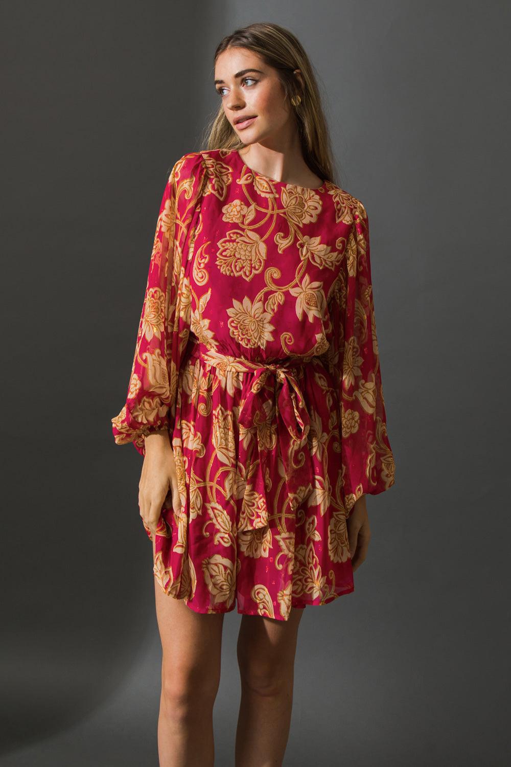 One That Got Away Woven Mini Dress With Exaggerated Sleeves