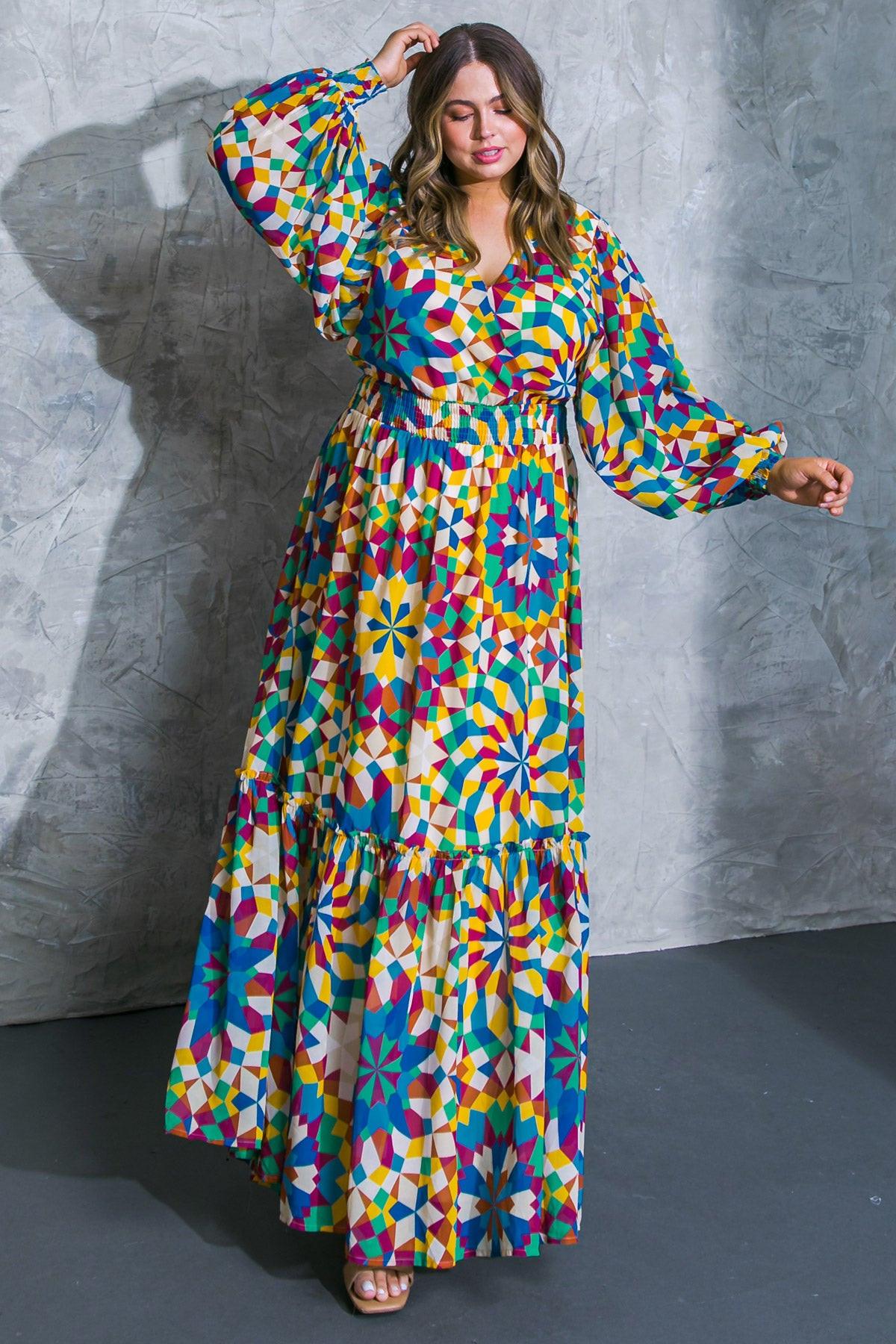 Everything I Love Printed Woven Maxi Dress With Surplice Neckline