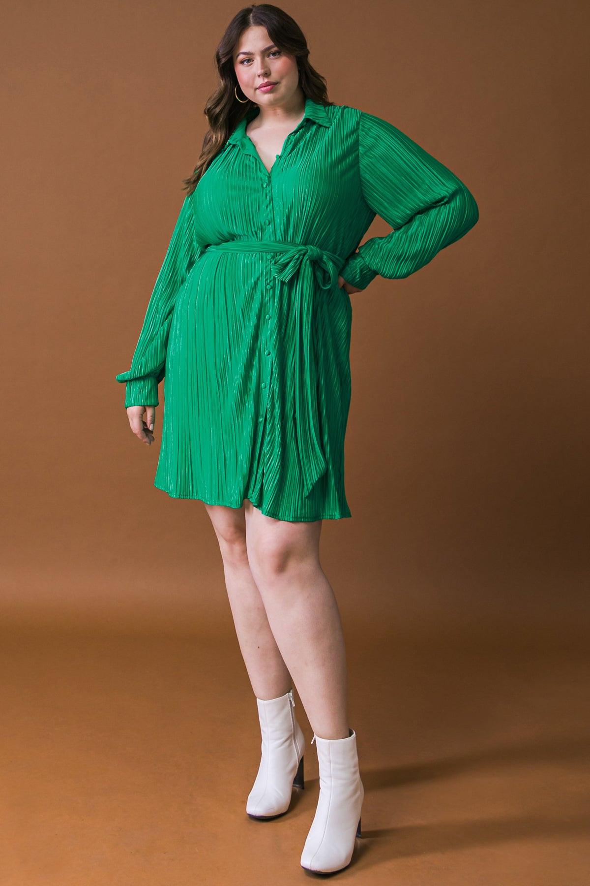 Make You Wanna Stay Woven Mini Dress With Pleated Detailing And Shirt Collar