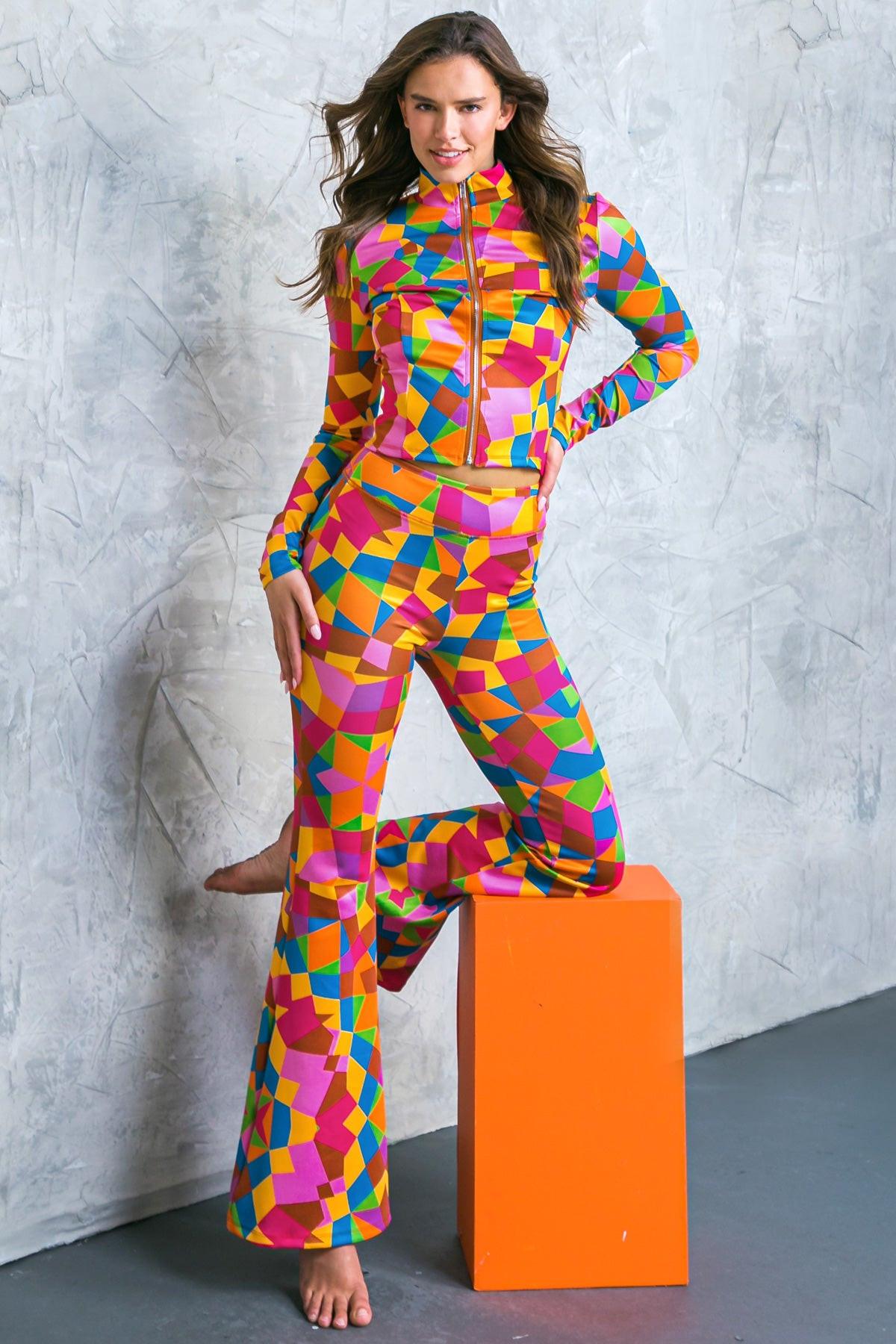 Sweetest Shower Scuba Tracksuit With Front Zip And Bell Bottom Pants