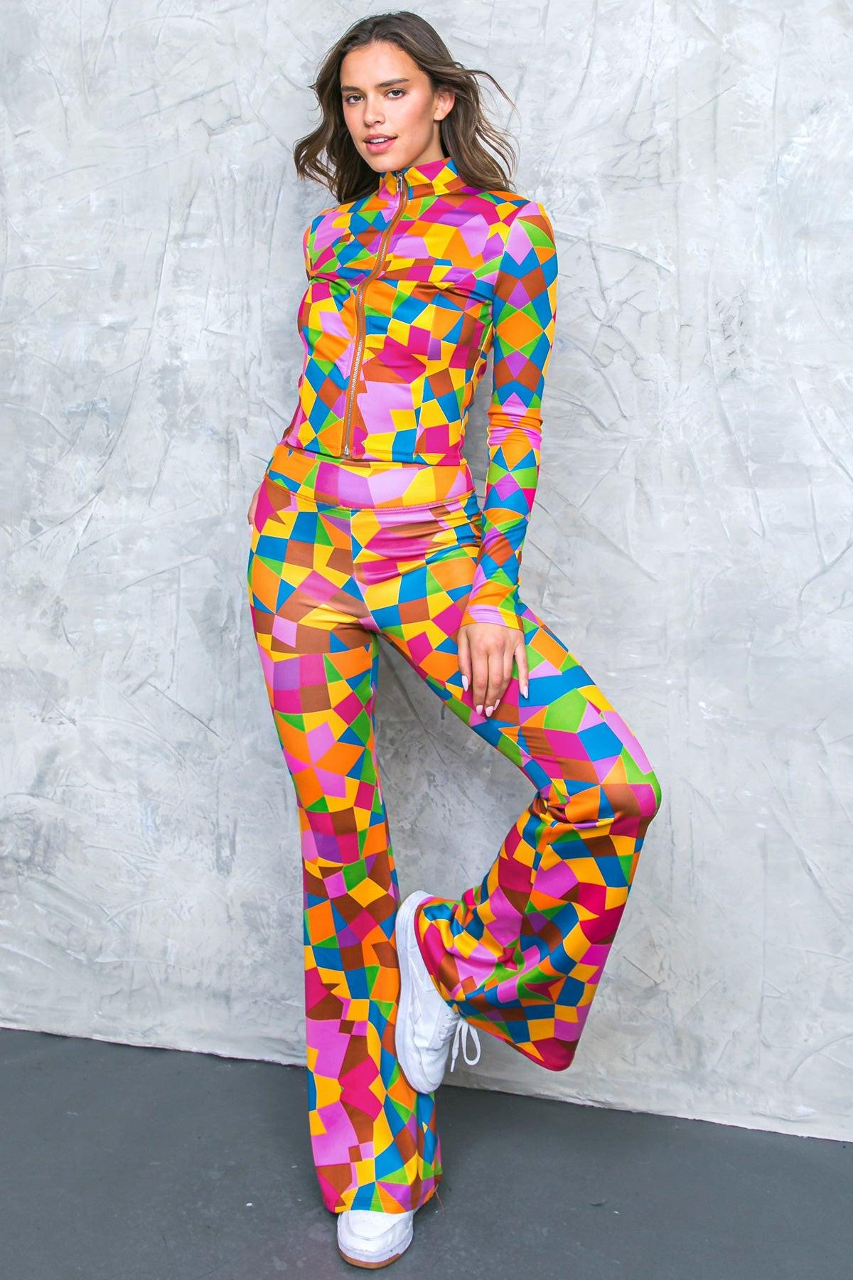 Sweetest Shower Scuba Tracksuit With Front Zip And Bell Bottom Pants