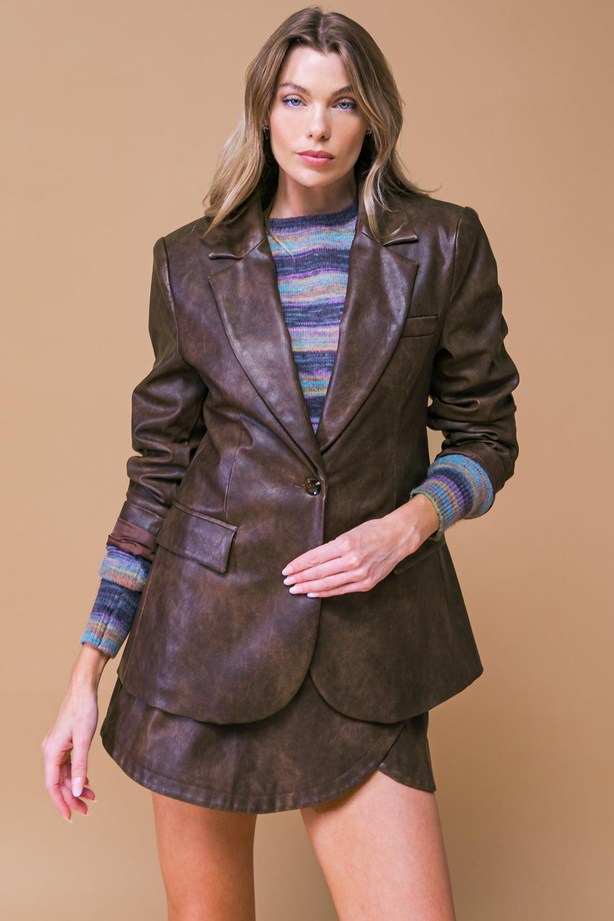 Exceptional Look Faux Blazer With One Button Closure