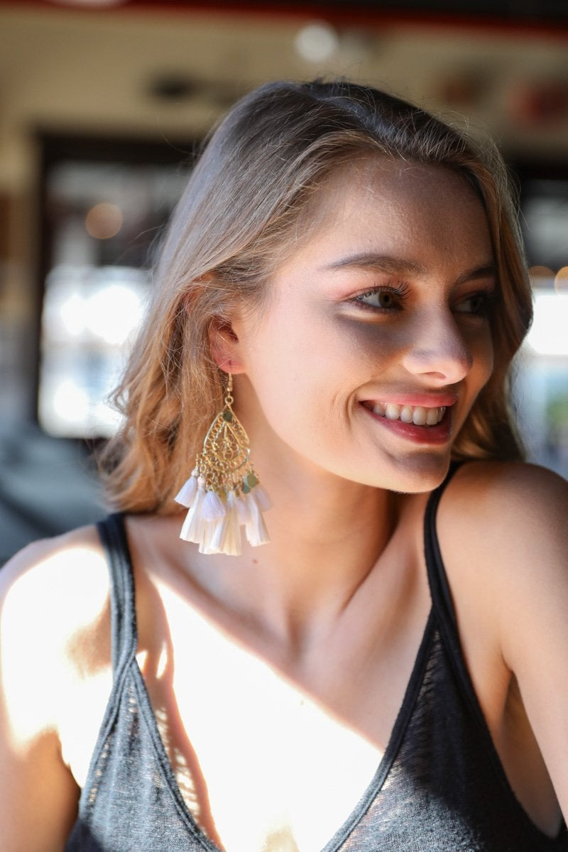 Filigree Raffia Tassel Earrings-Soul Flow Apparel