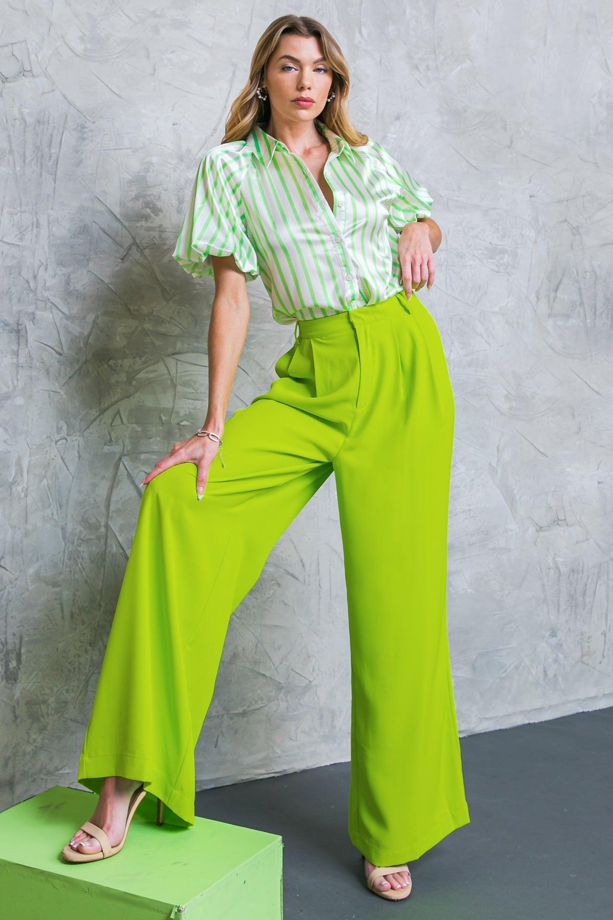 Upscale Aura Woven Pleated Wide Leg Trousers for Formal Wear