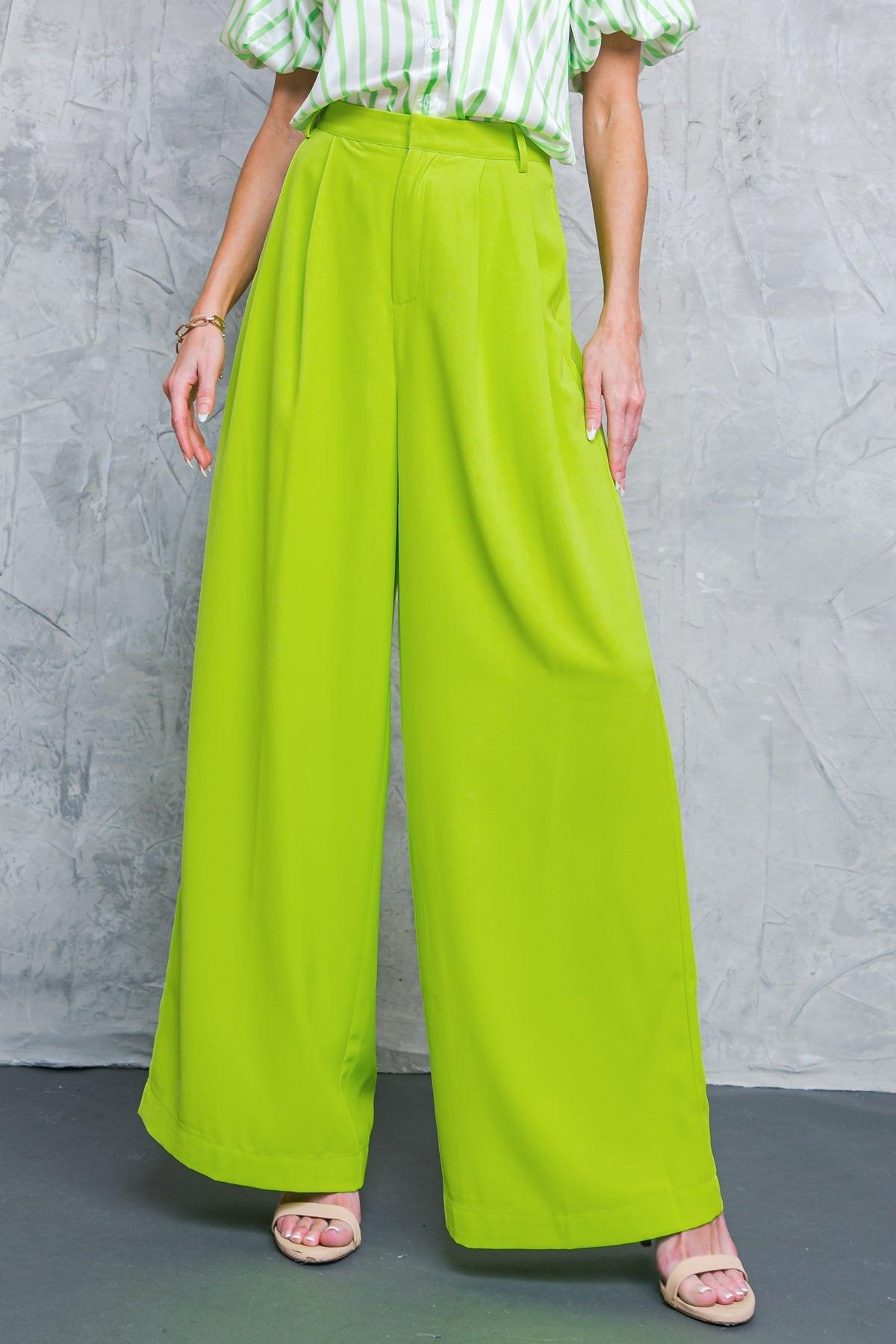 Upscale Aura Woven Pleated Wide Leg Trousers for Formal Wear