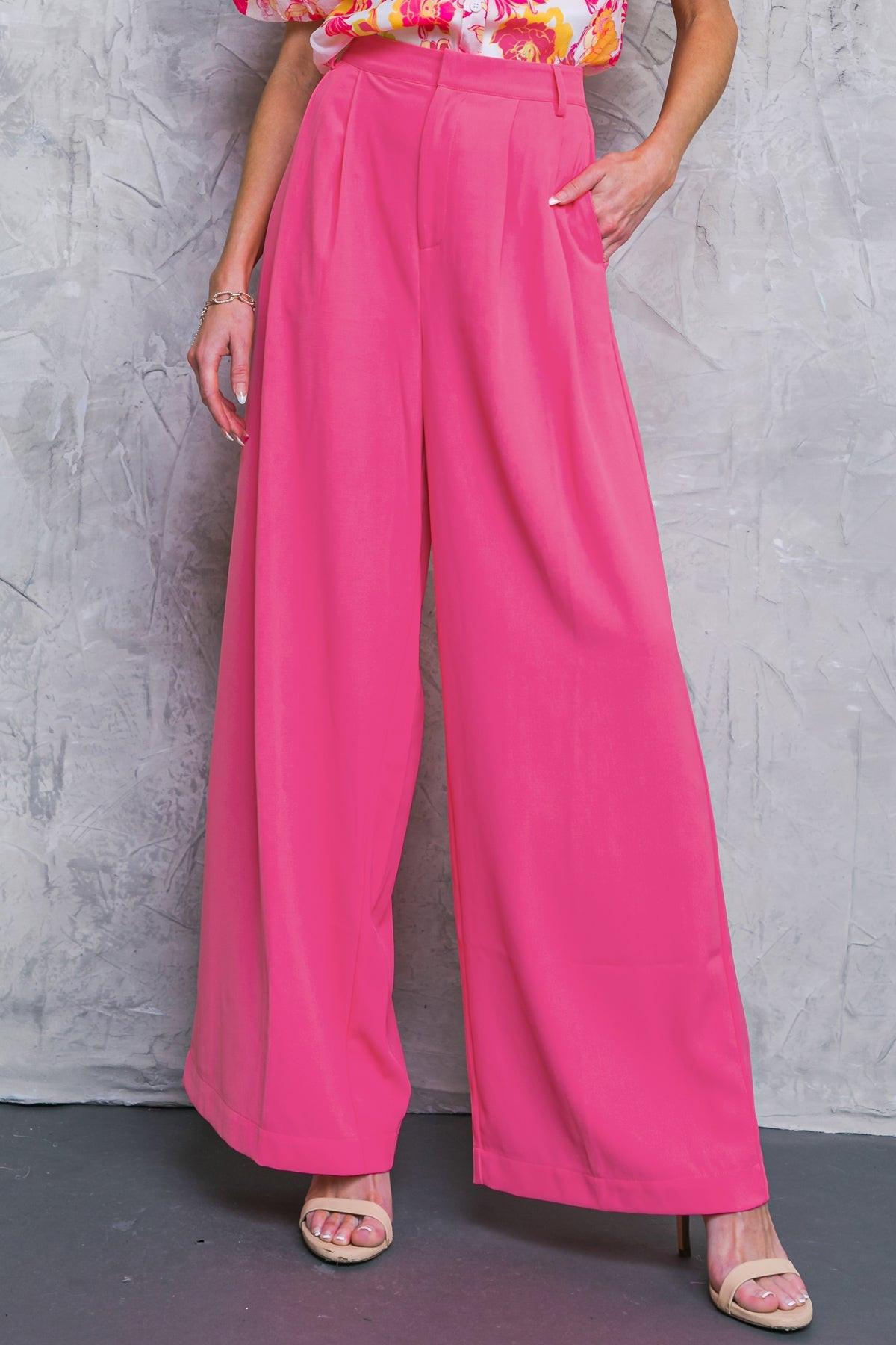 Upscale Aura Woven Pleated Wide Leg Trousers for Formal Wear