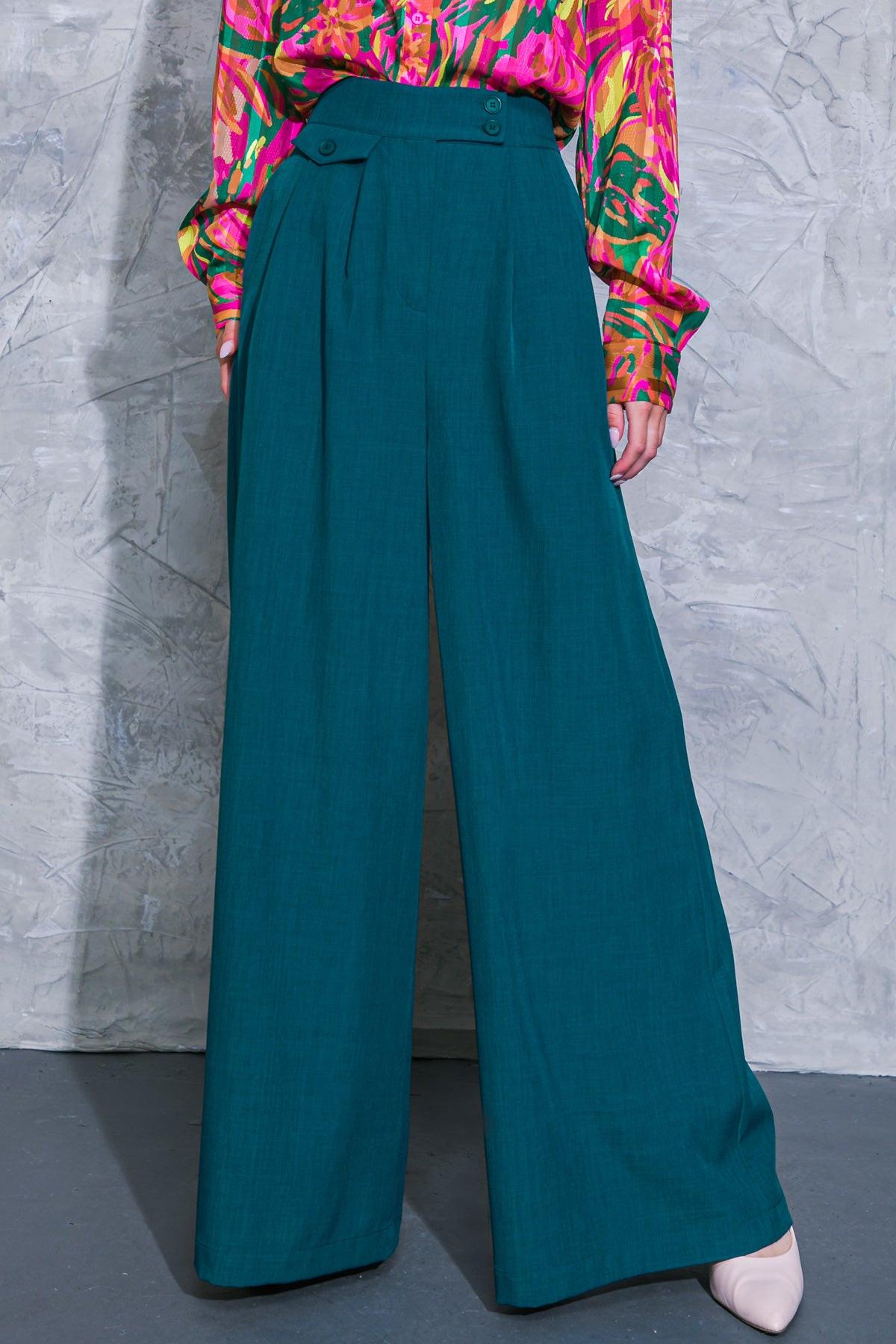 Delicate Feelings Woven Pants With Front Closure Front Pleats And Wide Leg