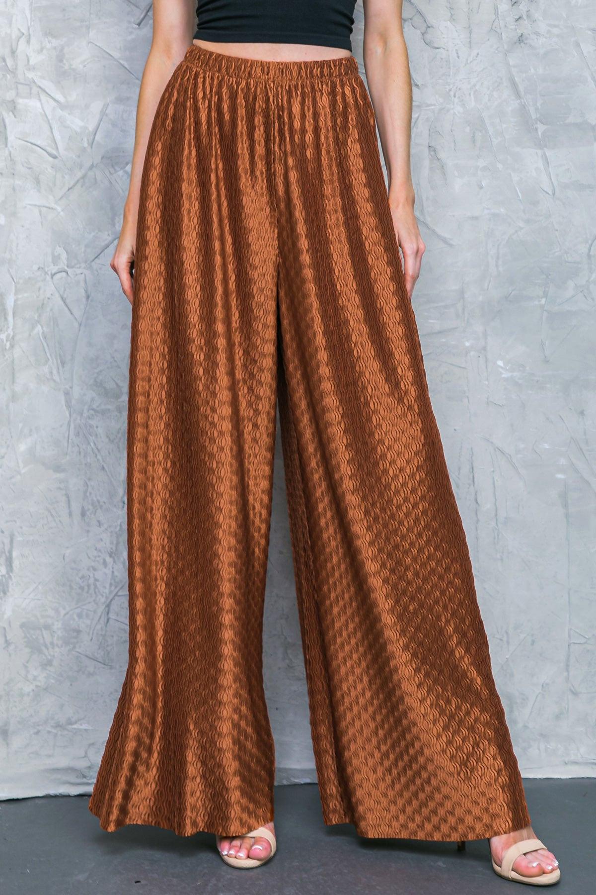 Regal Romance Woven Pants Elastic Waist Flattering Fit