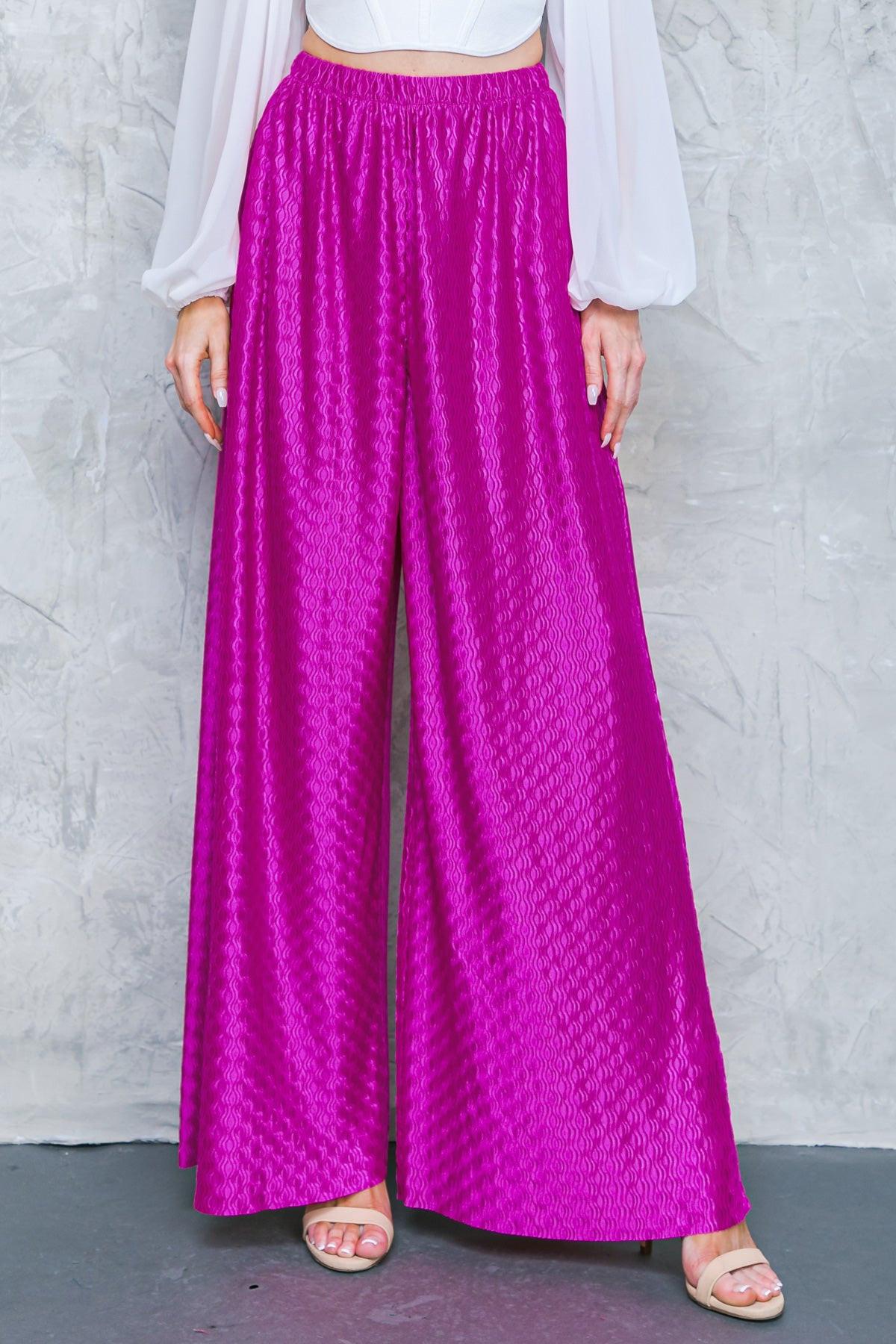 Regal Romance Woven Pants Elastic Waist Flattering Fit