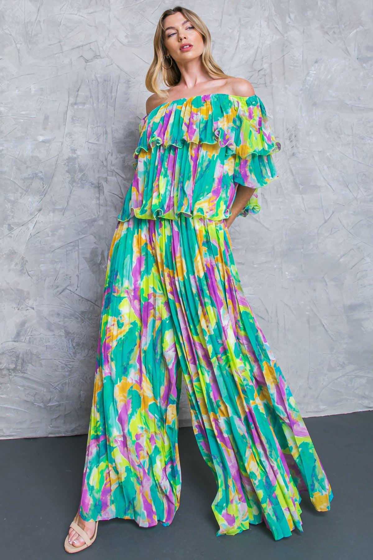 Magnolia Santa Caterina Woven Pants Pleated Wide Leg With Flat Front Waistband
