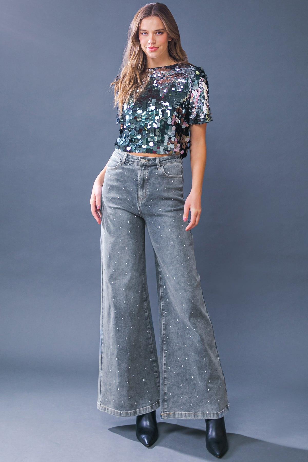 Take The Chance Denim Pants With Embellished Front Pockets Slim Fit