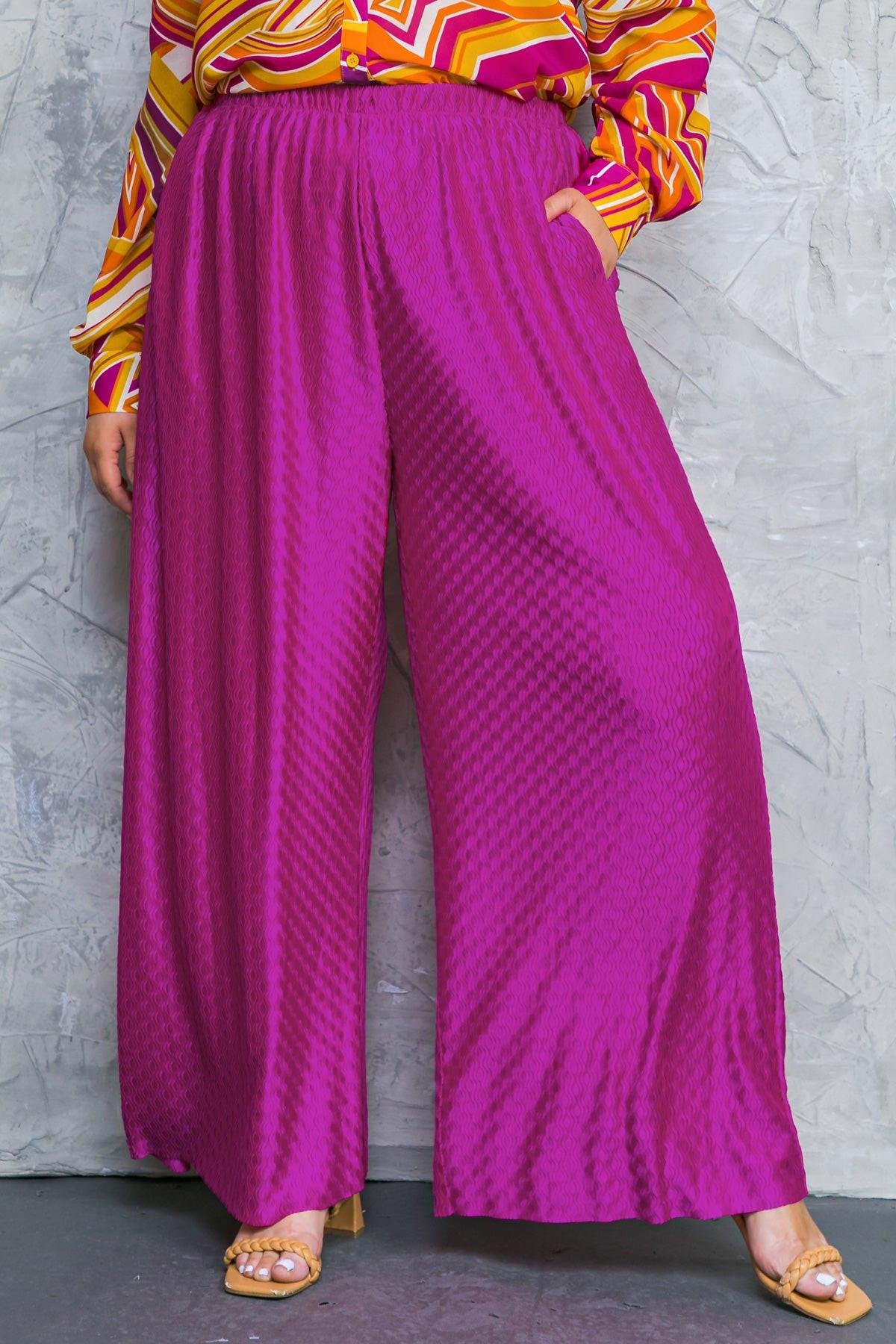 Regal Romance Woven Pants Elastic Waist Flattering Fit