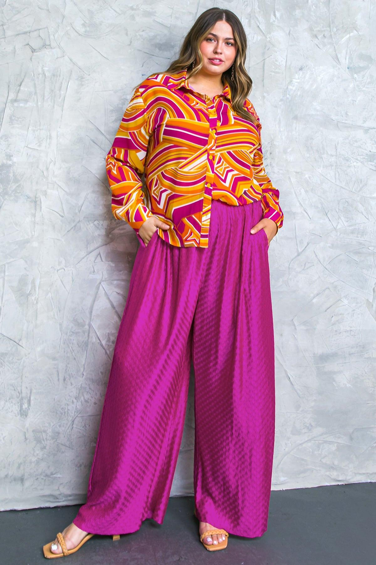 Regal Romance Woven Pants Elastic Waist Flattering Fit