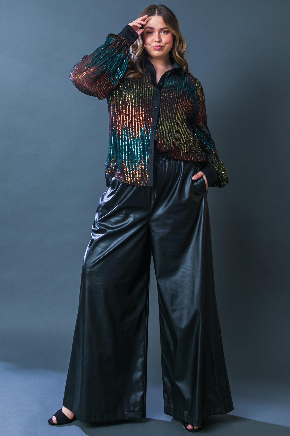 Iconic Reputation Leather Pants With Elastic Waist And Tie Detail