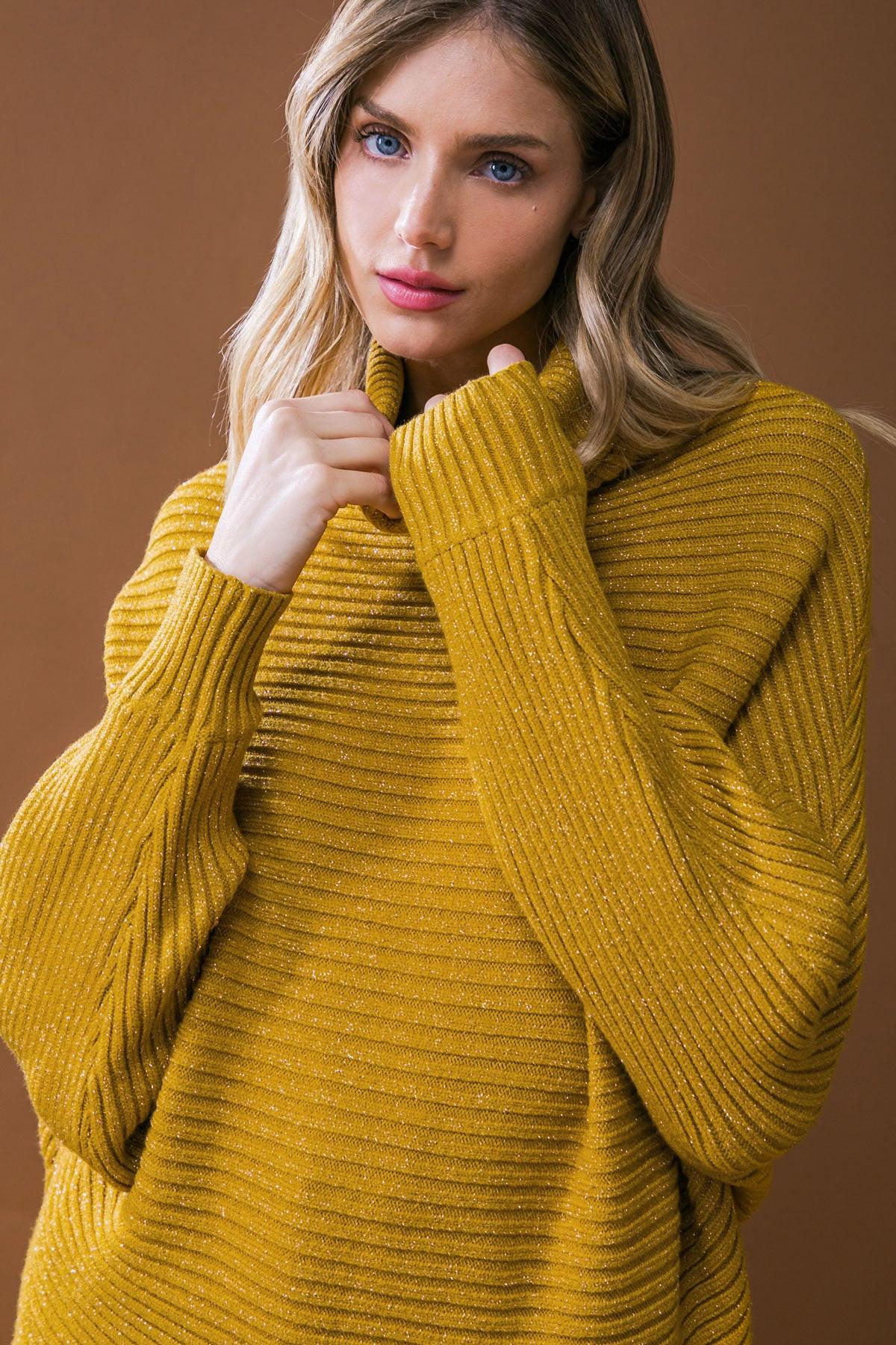 Love So Sweet Sweater Top Dolman Sleeve Turtle Neck Knit