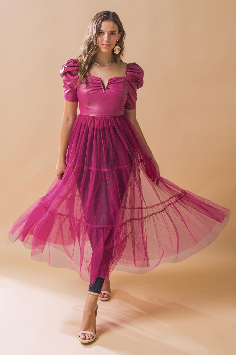 Enduring Love Maxi Top With Square Neckline V Cutout Puff Sleeves