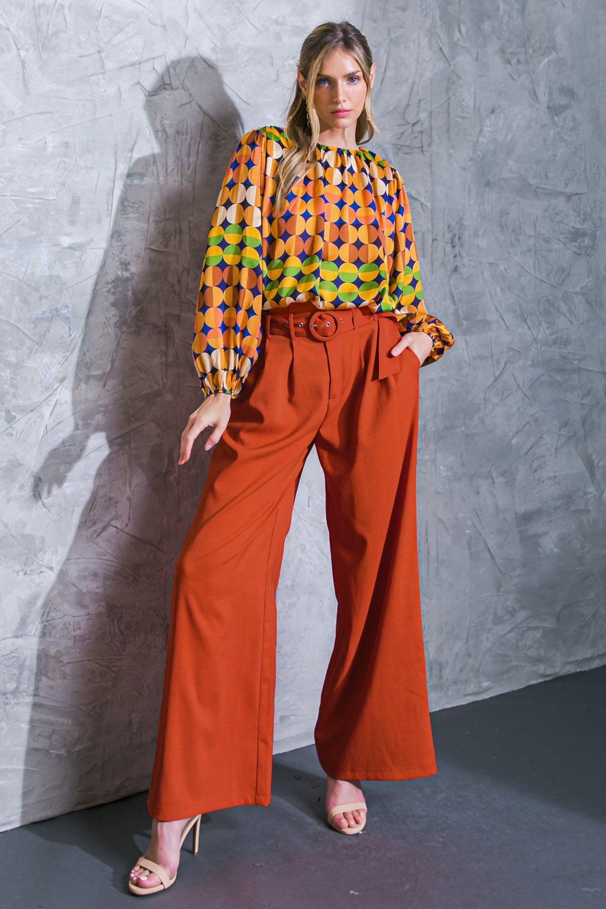 Printed Savor The Sweetness Woven Top With Round Neckline And Elastic Waist