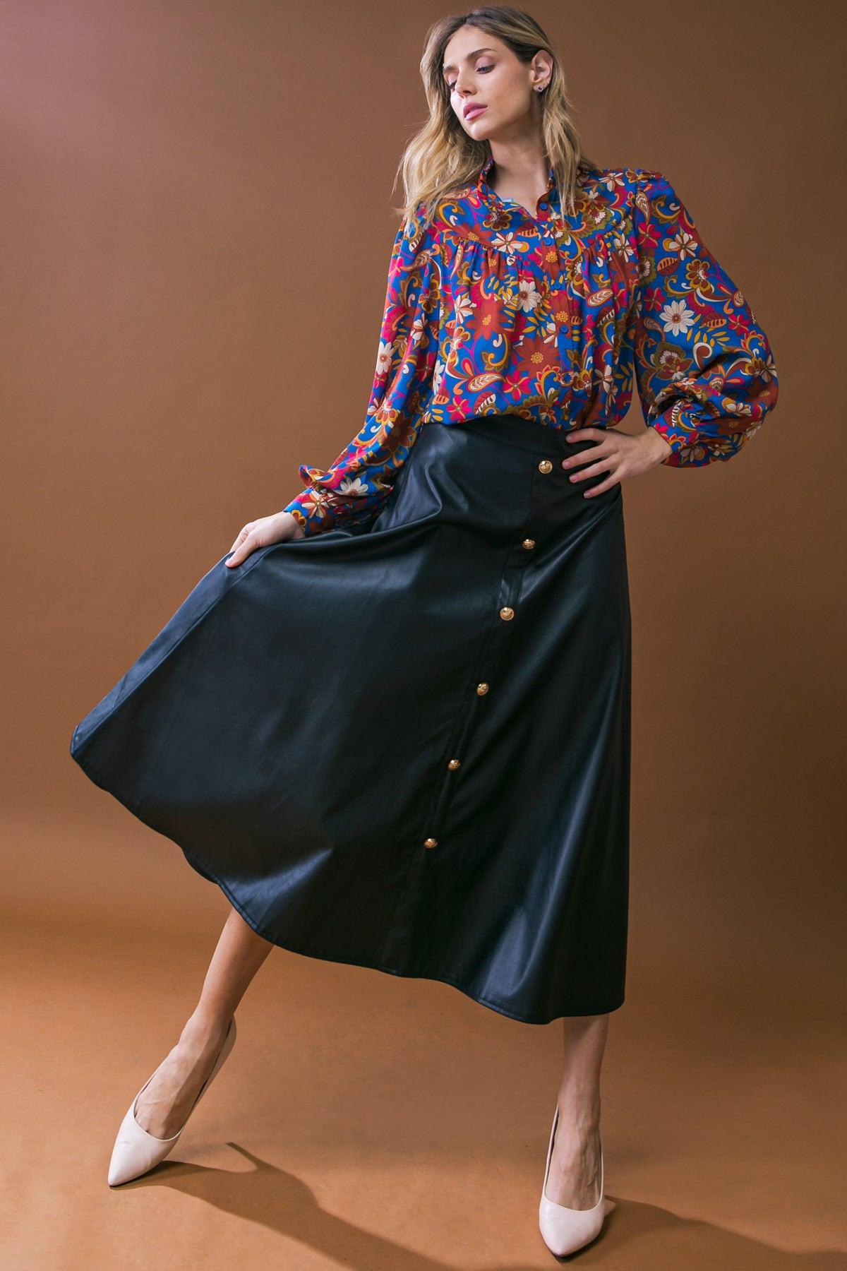 Impressive Blossom Woven Top With Ruffled Neckline And Floral Print