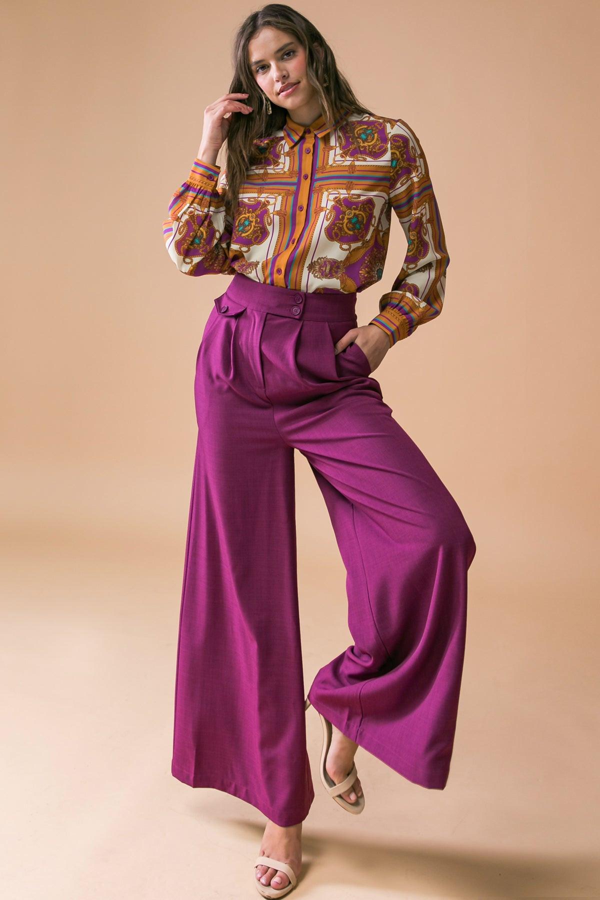 Make Today Great Printed Woven Top With Front Tie And Ruffled Neckline