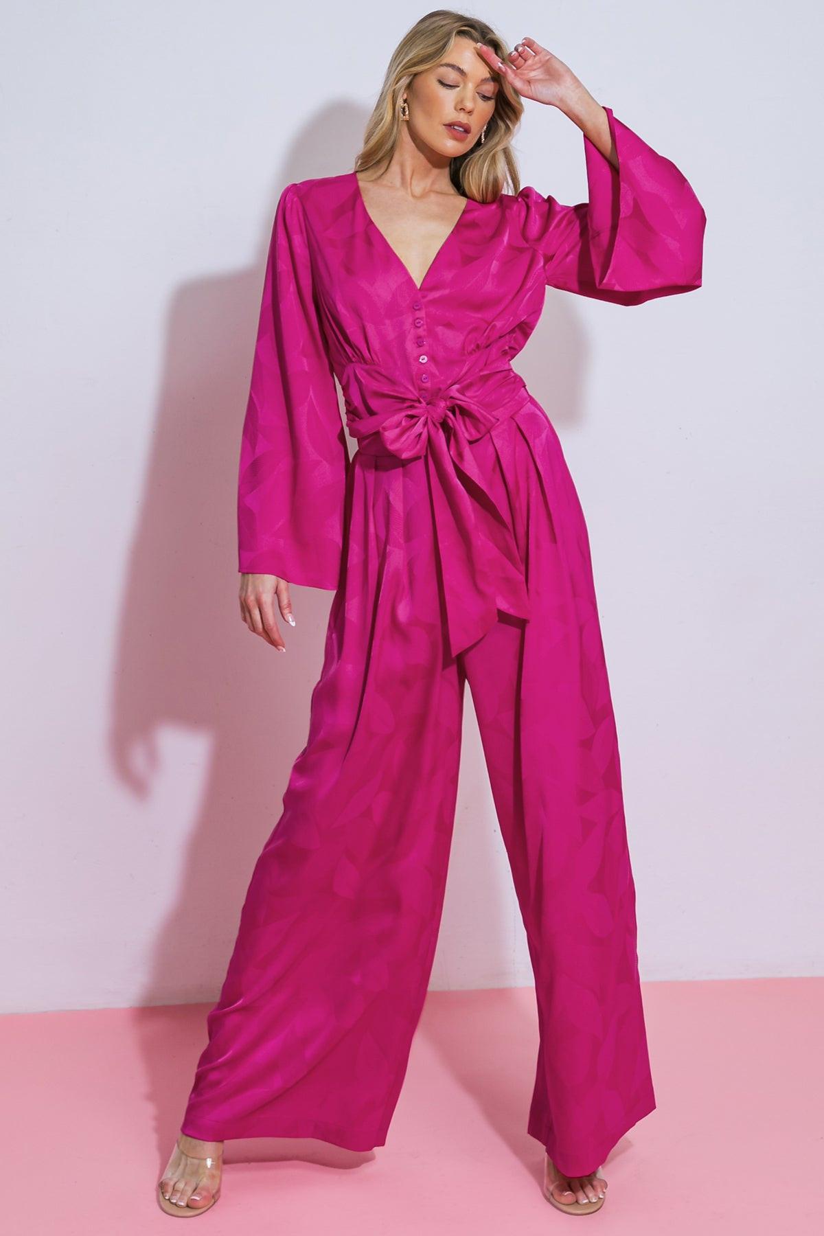 The Right Addition Jacquard Woven Top With Button Down And V Neckline