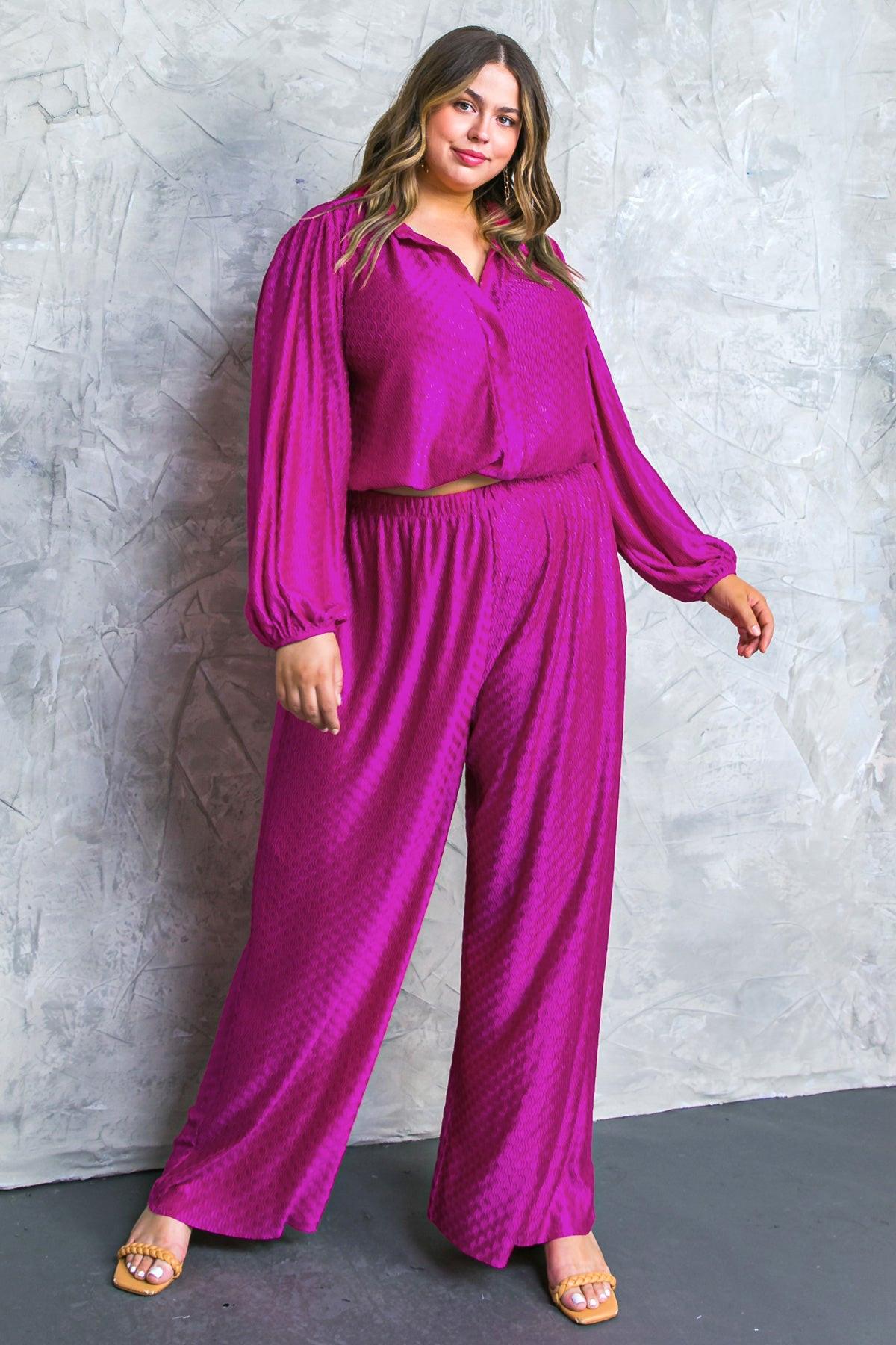 Regal Romance Woven Top with Shirt Collar Long Sleeves Elastic Waist
