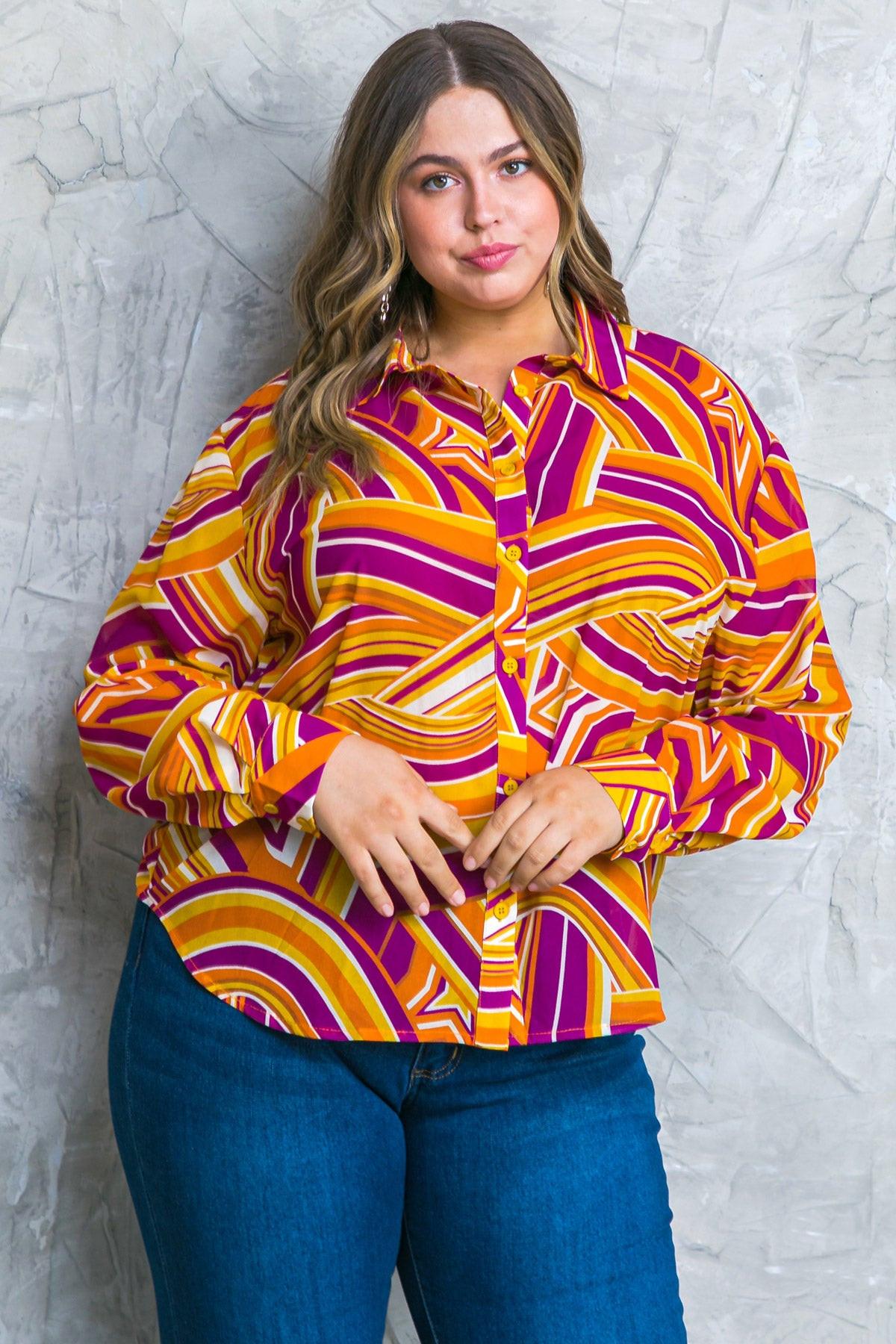 Lively Cham Woven Top Button Down With Shirt Collar