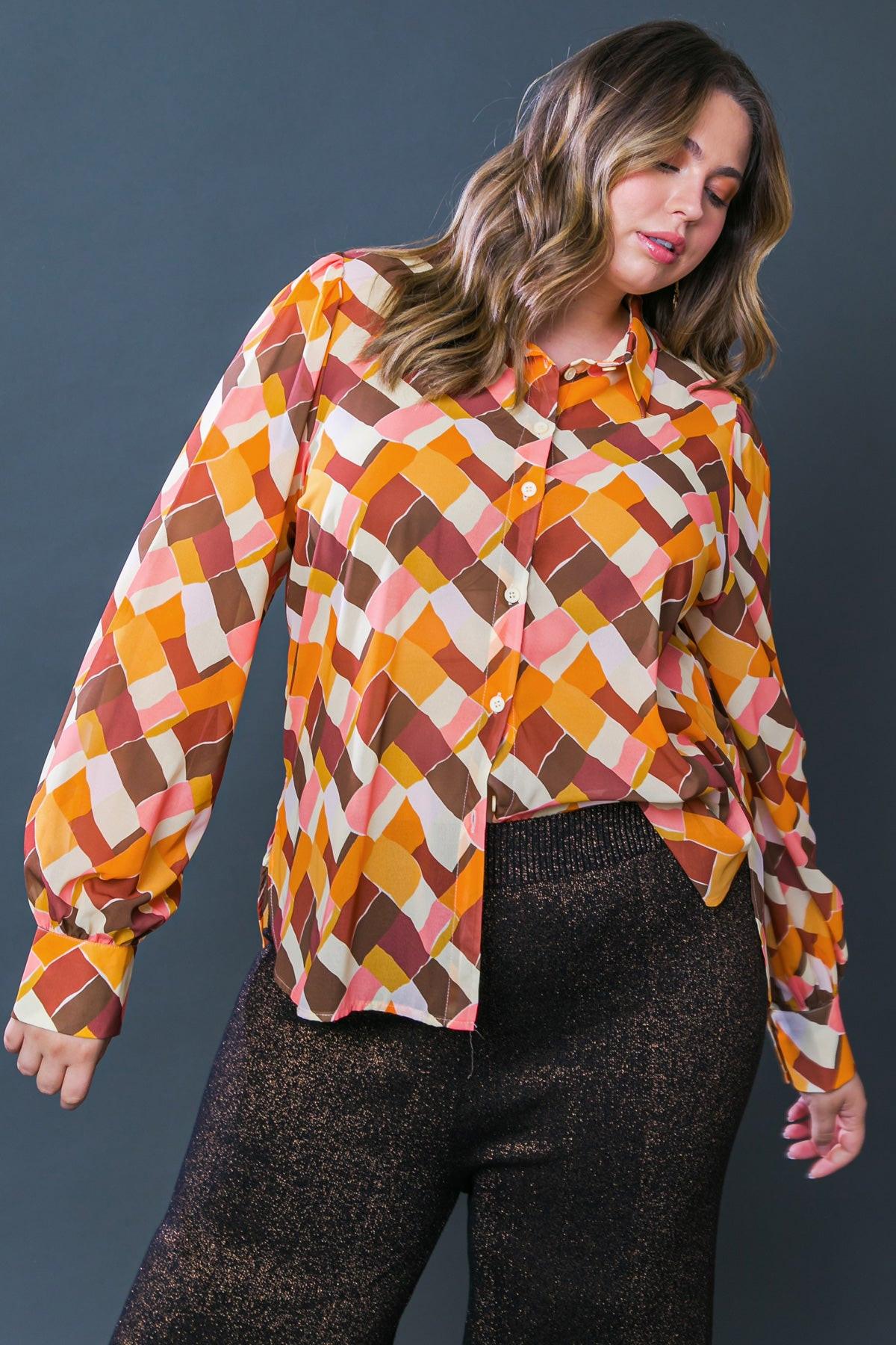 Enjoy Each Day Woven Top With Shirt Collar And Button Down Front